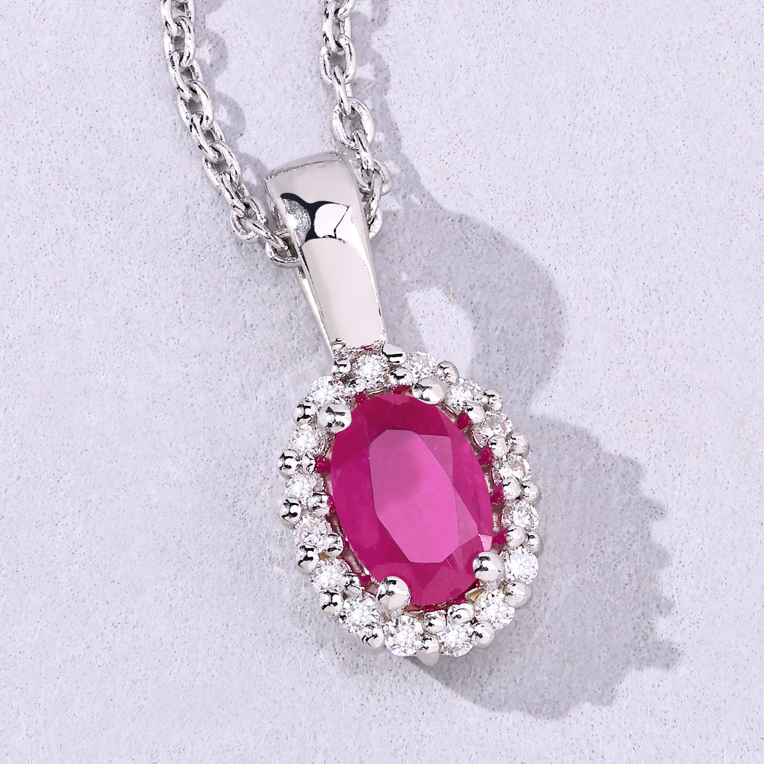 0.62 Carat Genuine Mozambique Ruby and Lab Grown Diamond .925 Sterling Silver Pendant 0.62 C.T.W Sterling Silver - view 7
