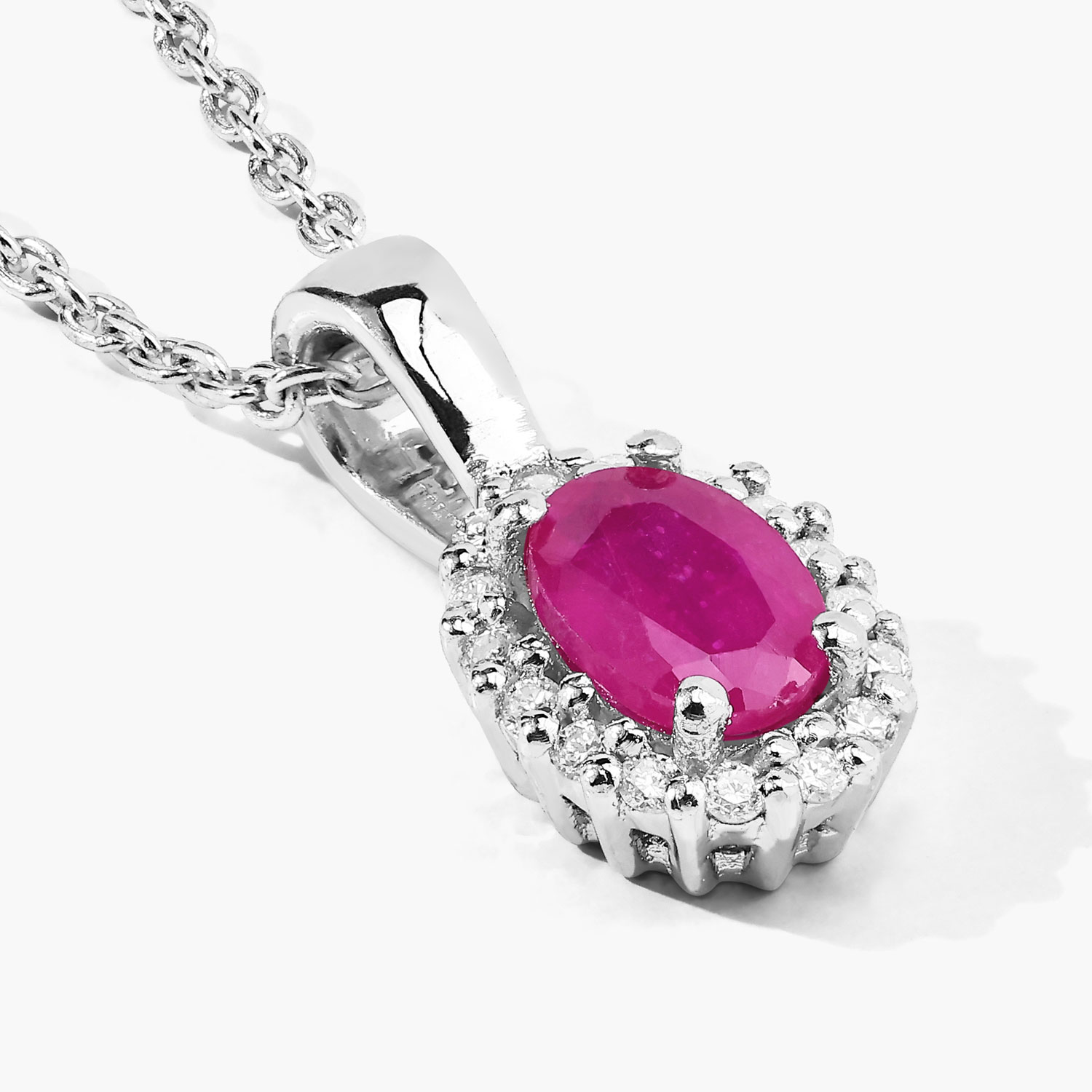 0.62 Carat Genuine Mozambique Ruby and Lab Grown Diamond .925 Sterling Silver Pendant 0.62 C.T.W Sterling Silver - view 4