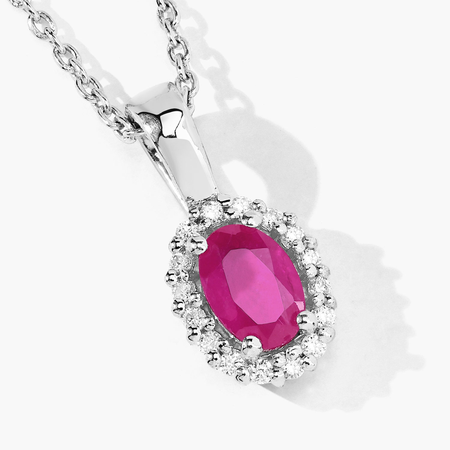 0.62 Carat Genuine Mozambique Ruby and Lab Grown Diamond .925 Sterling Silver Pendant 0.62 C.T.W Sterling Silver - view 5