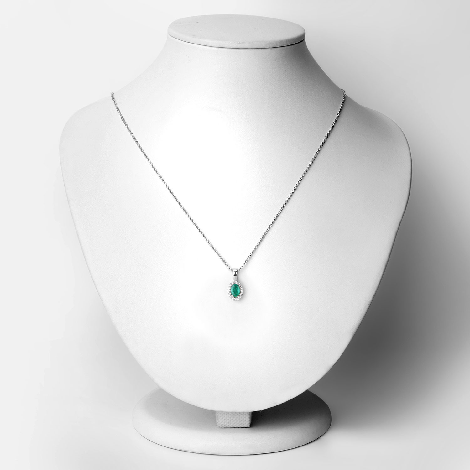 0.54 Carat Genuine Zambian Emerald and Lab Grown Diamond .925 Sterling Silver Pendant 0.54 C.T.W Sterling Silver - view 6