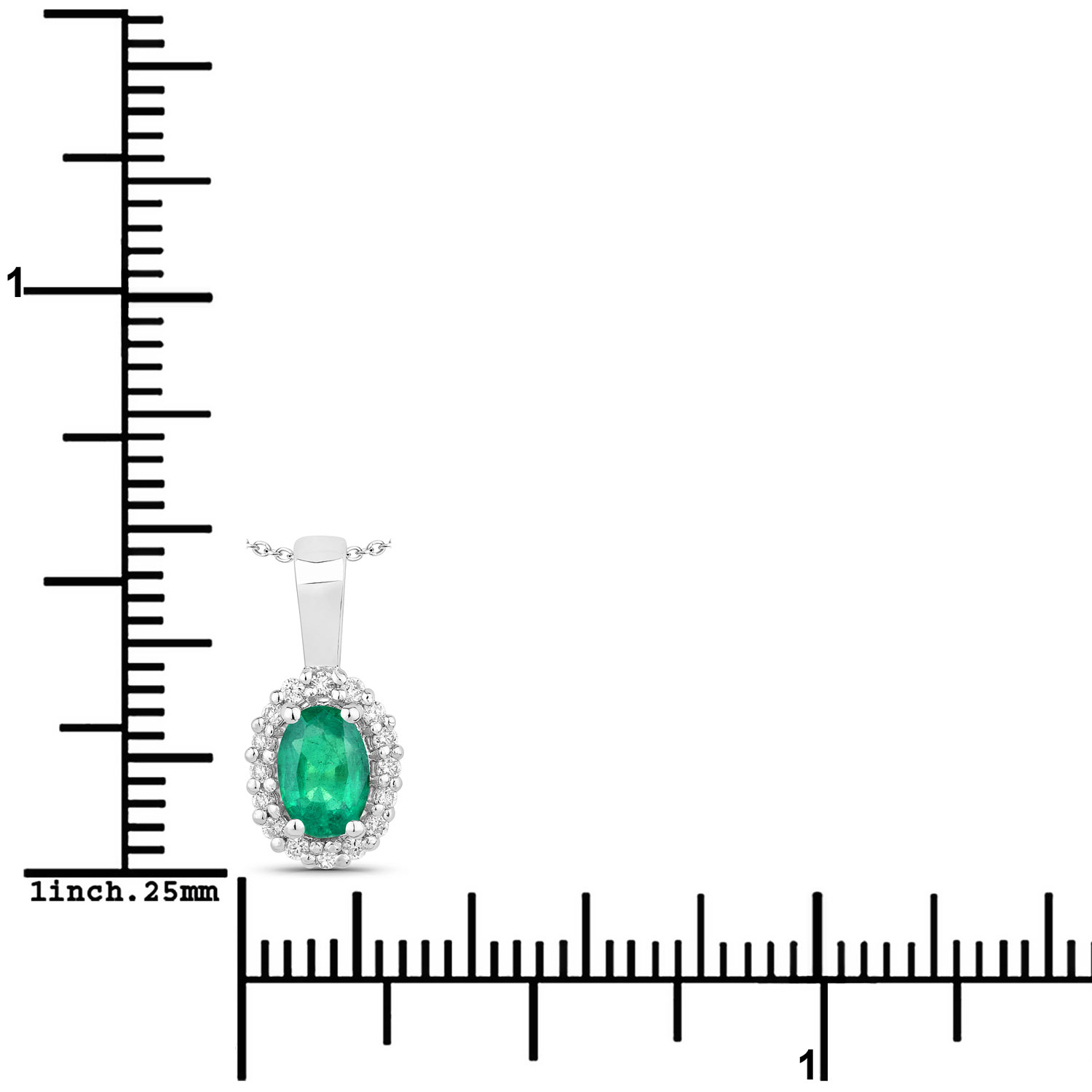 0.54 Carat Genuine Zambian Emerald and Lab Grown Diamond .925 Sterling Silver Pendant 0.54 C.T.W Sterling Silver - view 7