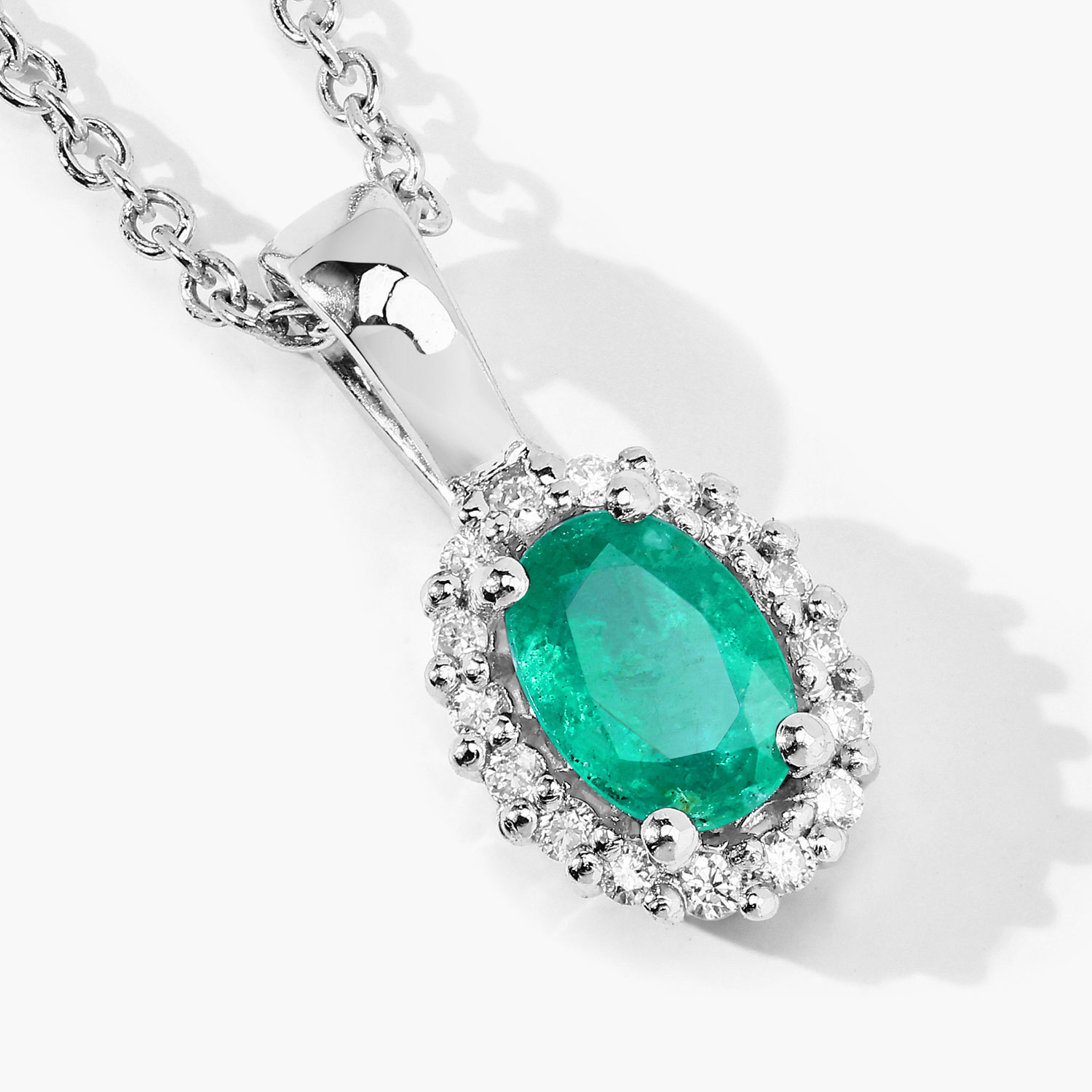 0.54 Carat Genuine Zambian Emerald and Lab Grown Diamond .925 Sterling Silver Pendant 0.54 C.T.W Sterling Silver - view 4