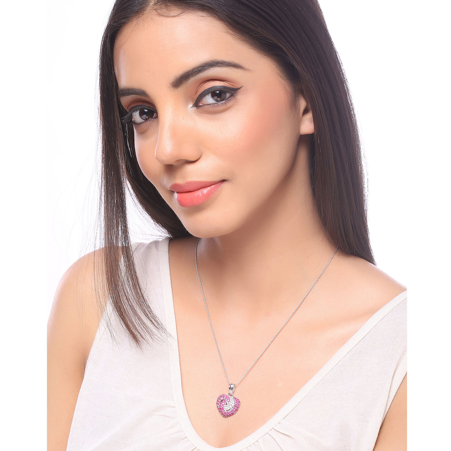 2.65 Carat Genuine Ruby and White Sapphire .925 Sterling Silver Pendant 2.65 C.T.W Sterling Silver - view 7