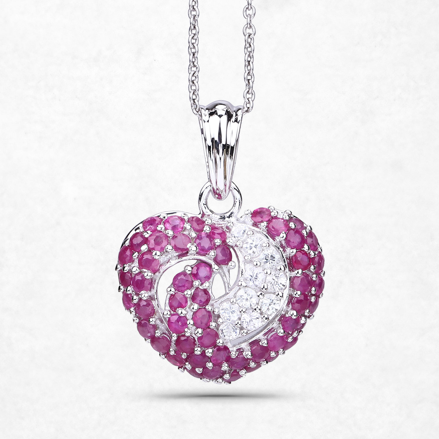 2.65 Carat Genuine Ruby and White Sapphire .925 Sterling Silver Pendant 2.65 C.T.W Sterling Silver - view 4