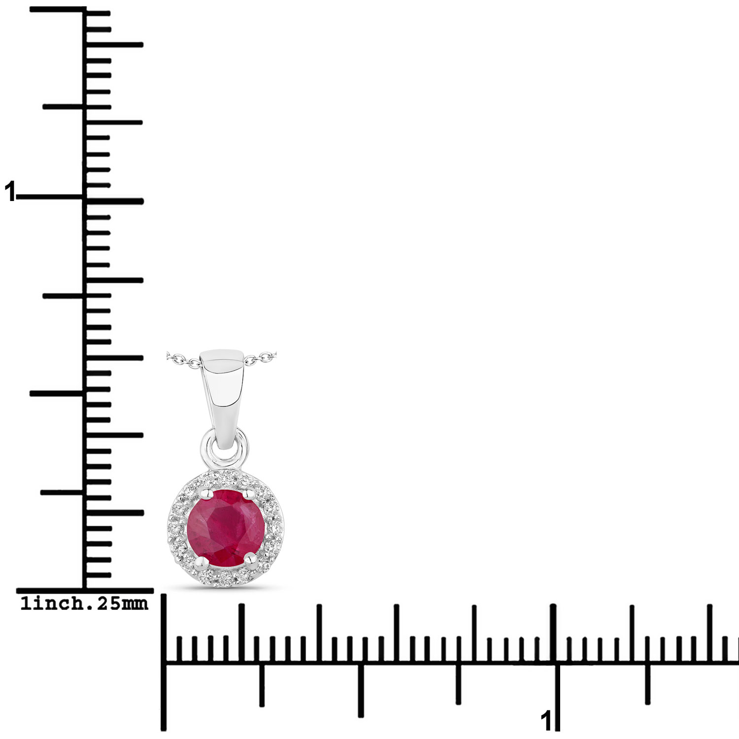 0.65 Carat Genuine Mozambique Ruby and Lab Grown Diamond .925 Sterling Silver Pendant 0.65 C.T.W Sterling Silver - view 2