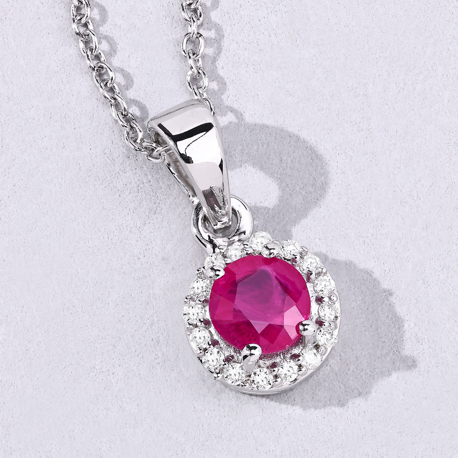 0.65 Carat Genuine Mozambique Ruby and Lab Grown Diamond .925 Sterling Silver Pendant 0.65 C.T.W Sterling Silver - view 7