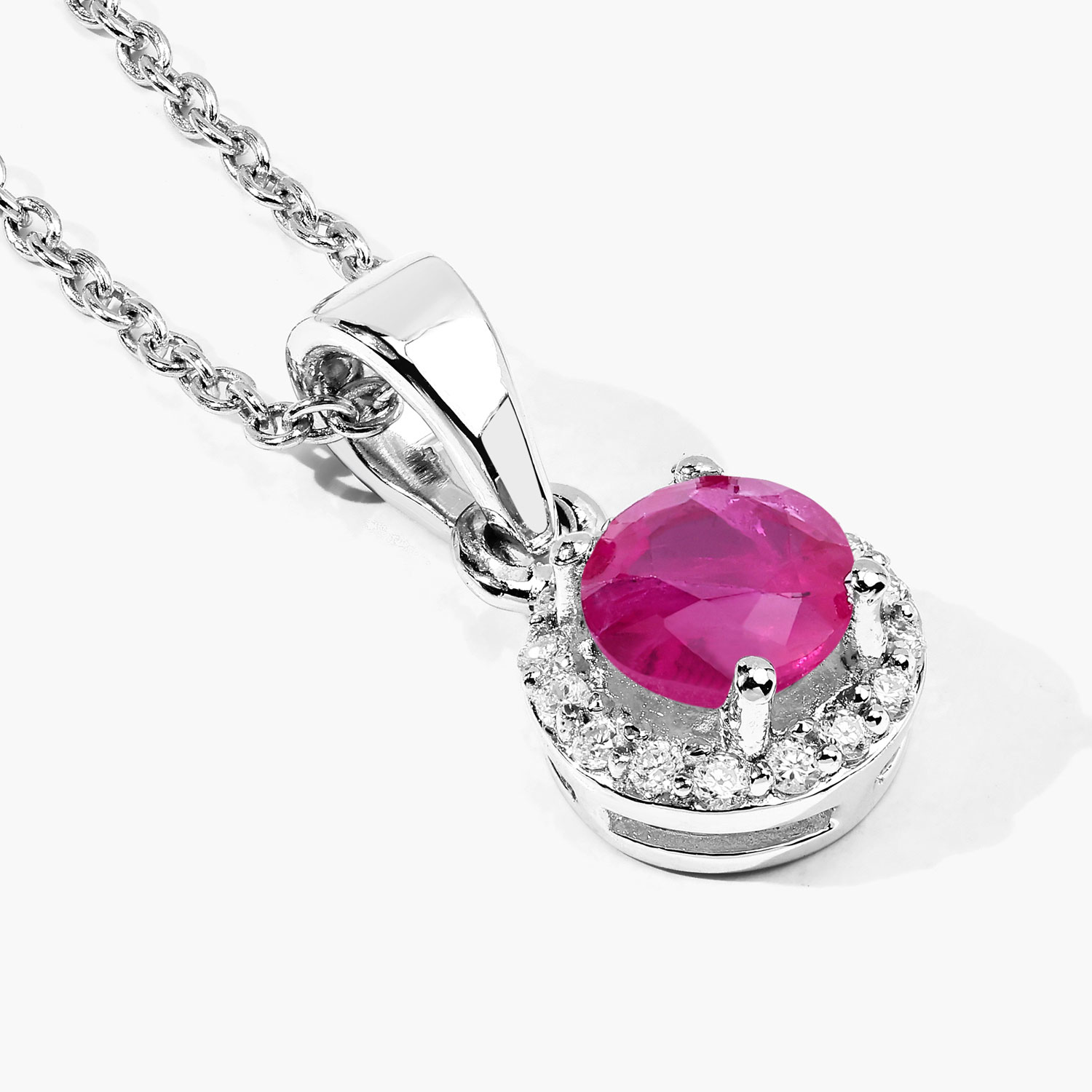 0.65 Carat Genuine Mozambique Ruby and Lab Grown Diamond .925 Sterling Silver Pendant 0.65 C.T.W Sterling Silver - view 5