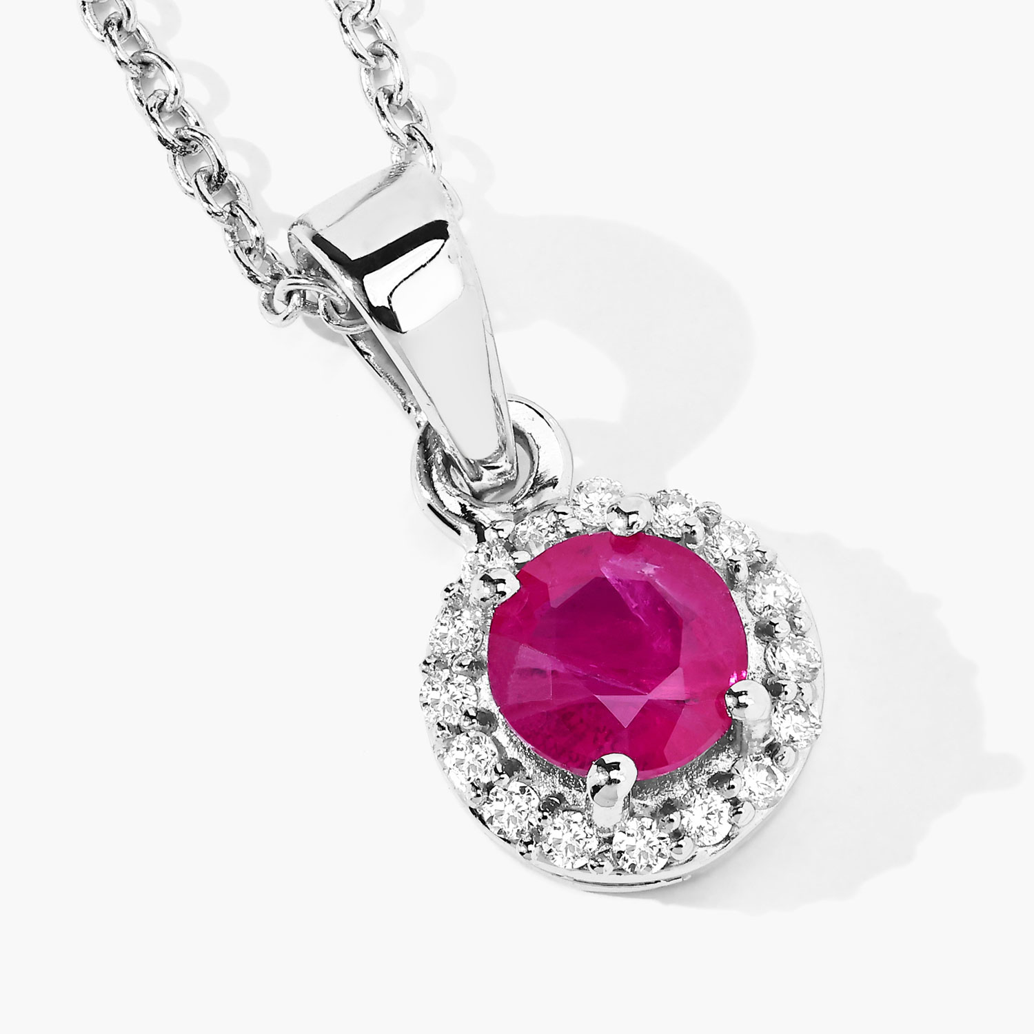 0.65 Carat Genuine Mozambique Ruby and Lab Grown Diamond .925 Sterling Silver Pendant 0.65 C.T.W Sterling Silver - view 3
