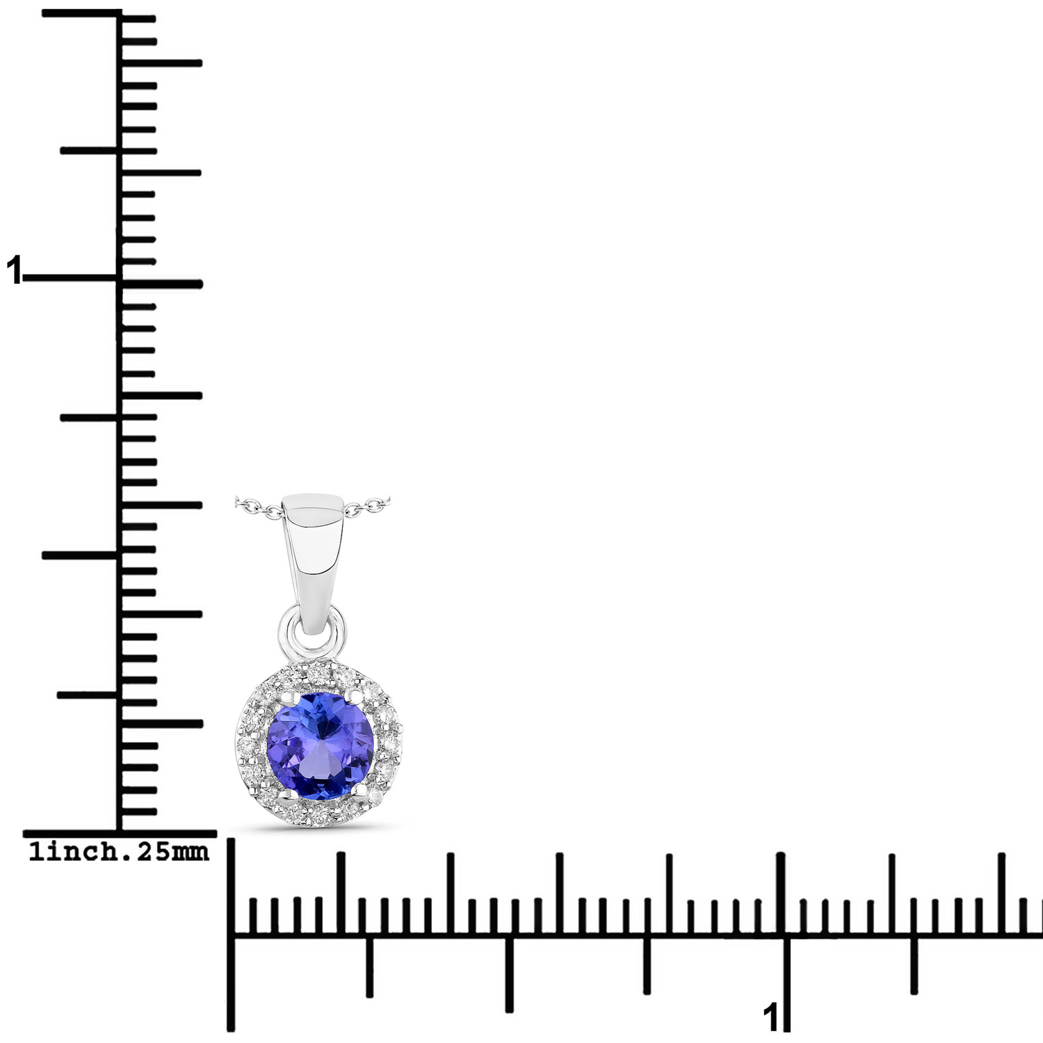 0.57 Carat Genuine Tanzanite and Lab Grown Diamond .925 Sterling Silver Pendant 0.57 C.T.W Sterling Silver - view 3