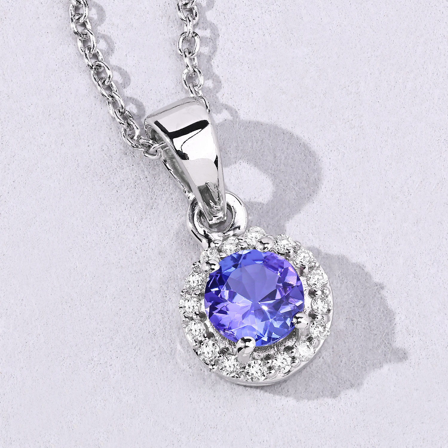 0.57 Carat Genuine Tanzanite and Lab Grown Diamond .925 Sterling Silver Pendant 0.57 C.T.W Sterling Silver - view 7