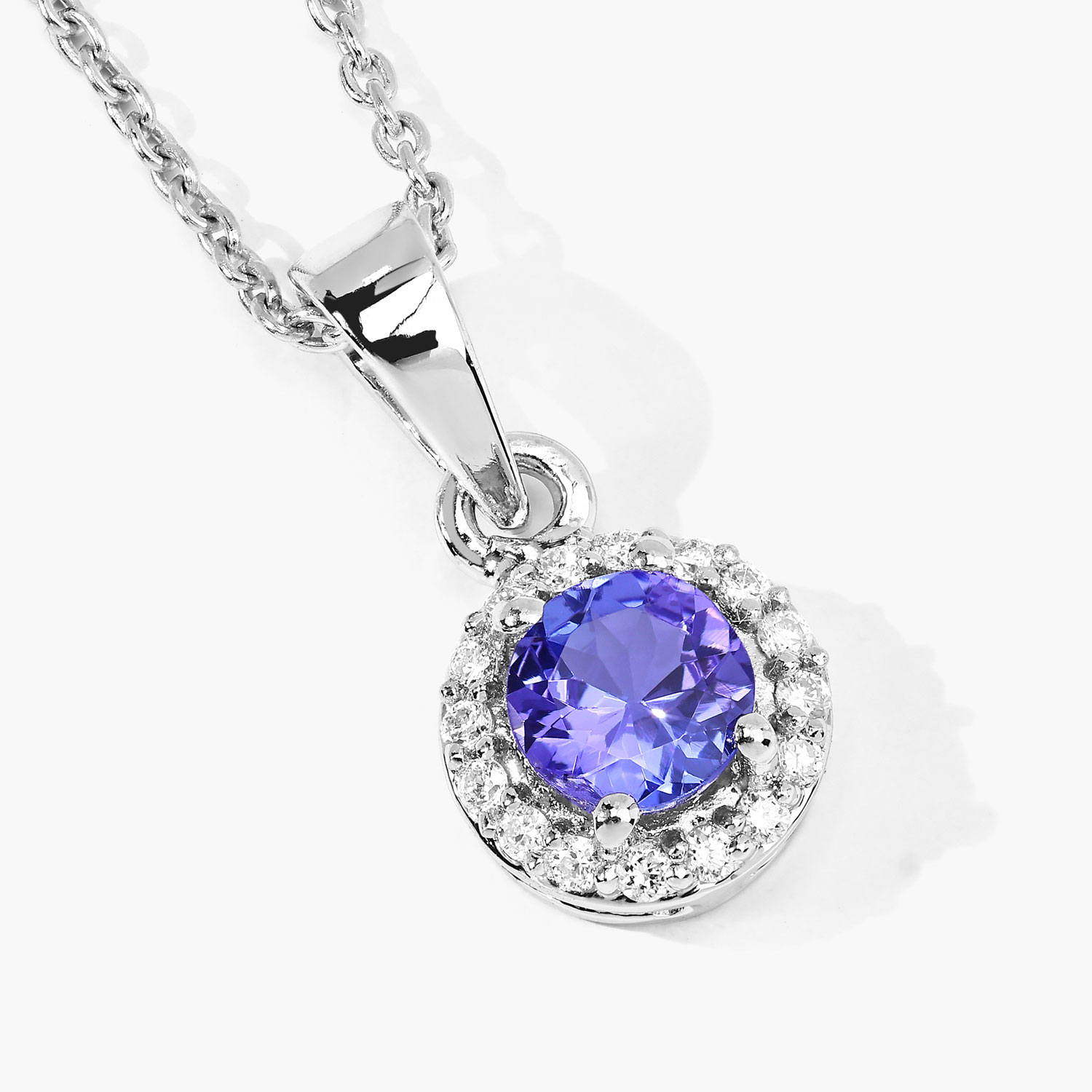 0.57 Carat Genuine Tanzanite and Lab Grown Diamond .925 Sterling Silver Pendant 0.57 C.T.W Sterling Silver - view 4