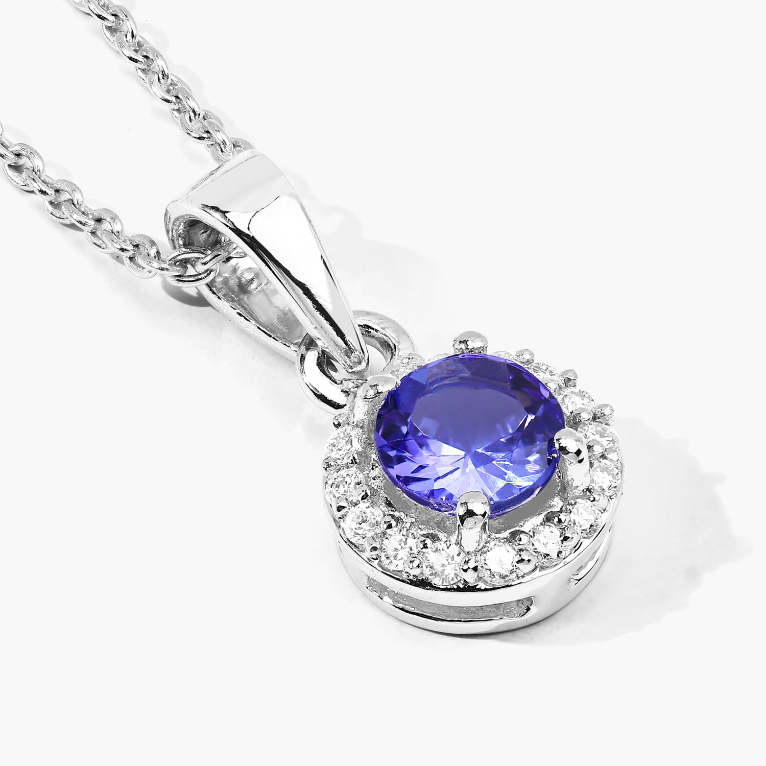 0.57 Carat Genuine Tanzanite and Lab Grown Diamond .925 Sterling Silver Pendant 0.57 C.T.W Sterling Silver - view 6