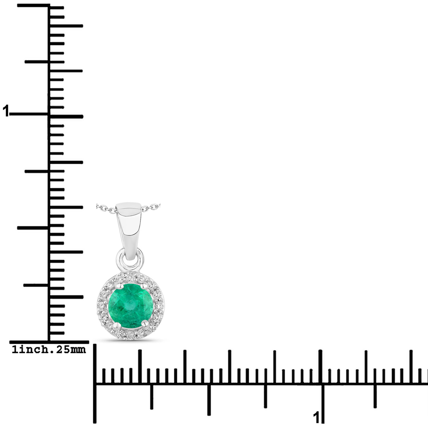 0.52 Carat Genuine Zambian Emerald and Lab Grown Diamond .925 Sterling Silver Pendant 0.52 C.T.W Sterling Silver - view 7