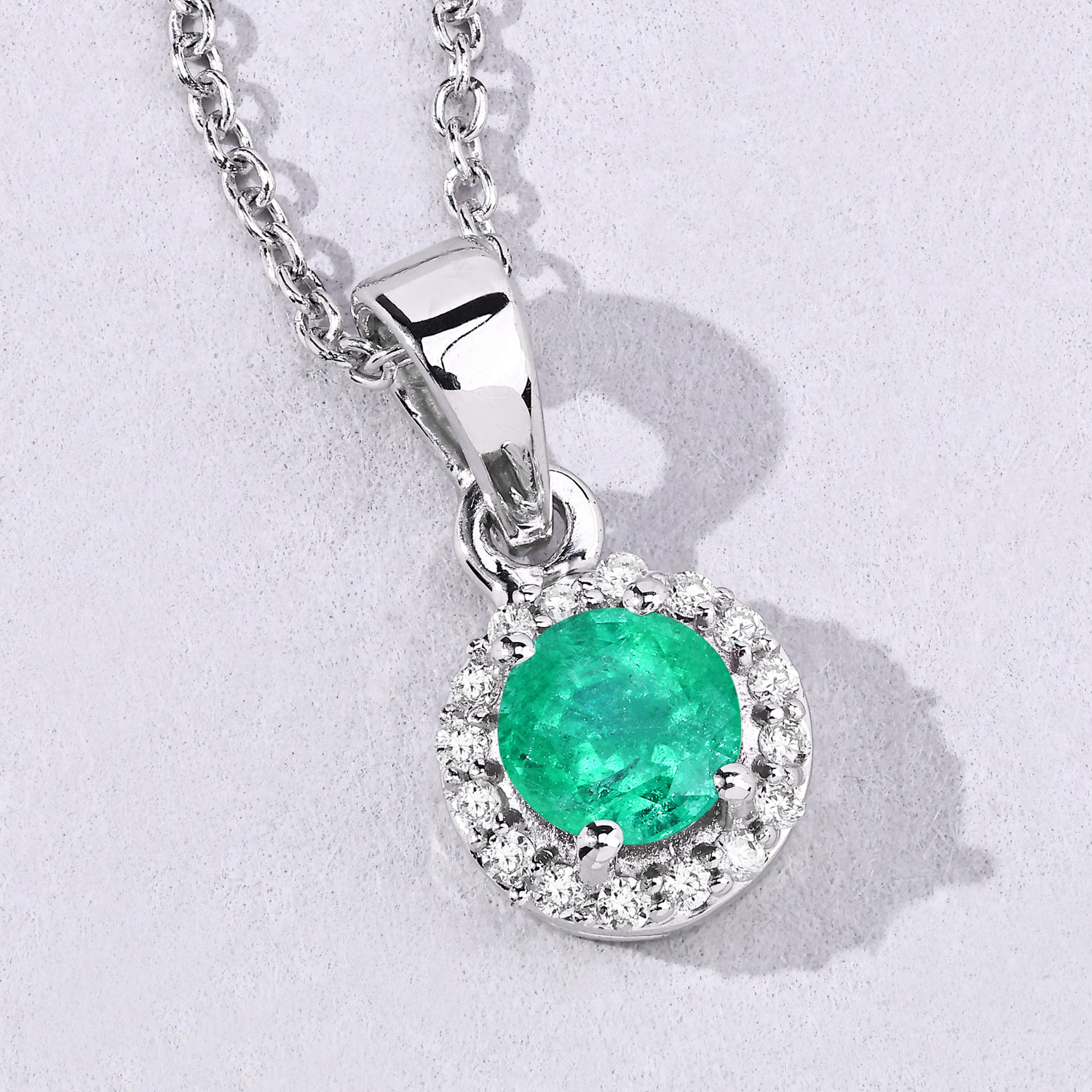 0.52 Carat Genuine Zambian Emerald and Lab Grown Diamond .925 Sterling Silver Pendant 0.52 C.T.W Sterling Silver - view 2