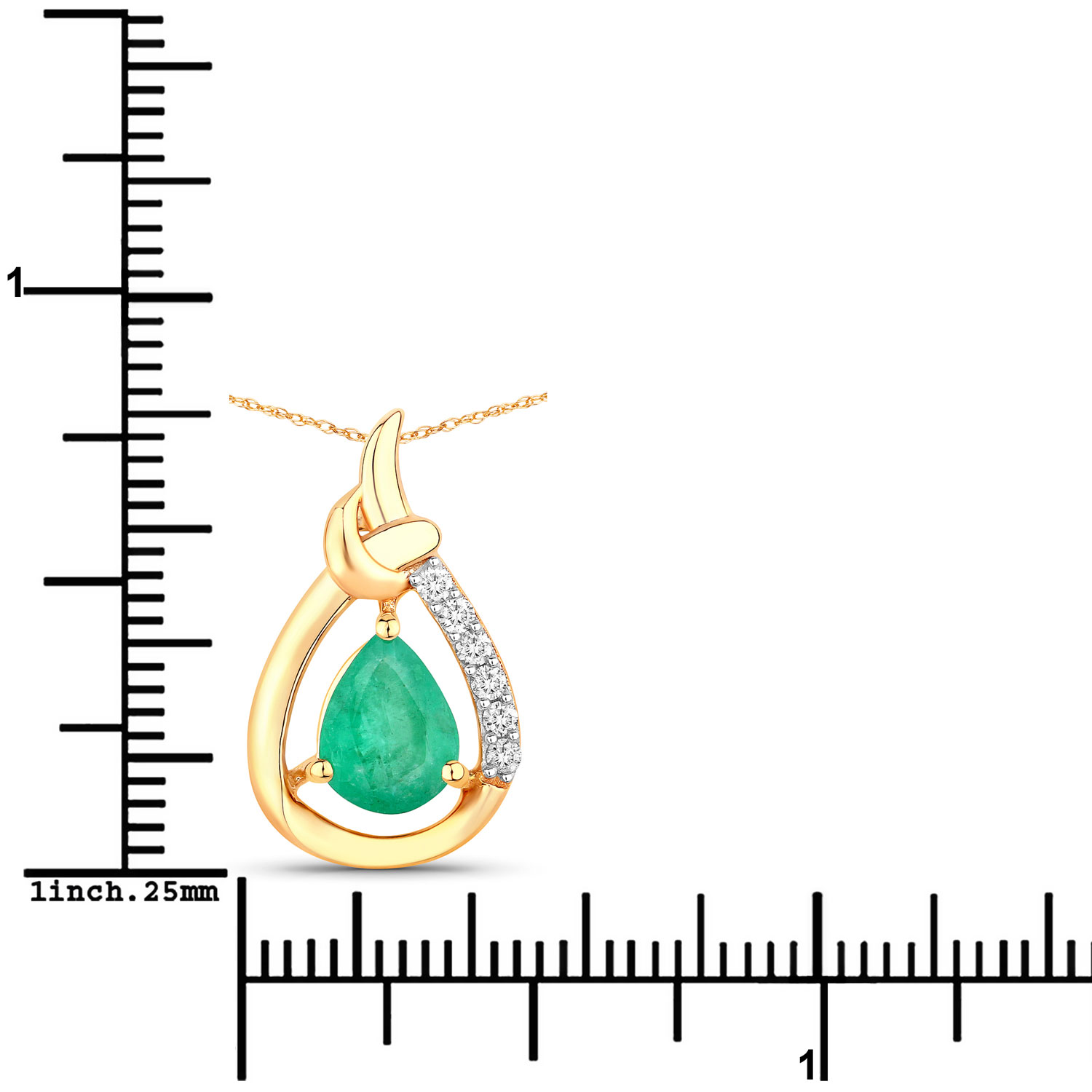 0.23 Carat Genuine Emerald .925 Sterling Silver Pendant 0.23 C.T.W Sterling Silver - view 4