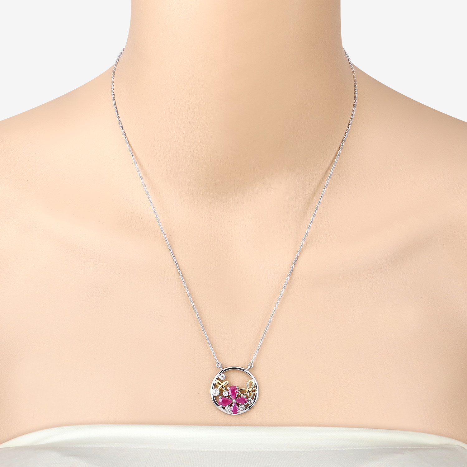 1.47 Carat Genuine Ruby and White Topaz .925 Sterling Silver Pendant 1.47 C.T.W Sterling Silver - view 4