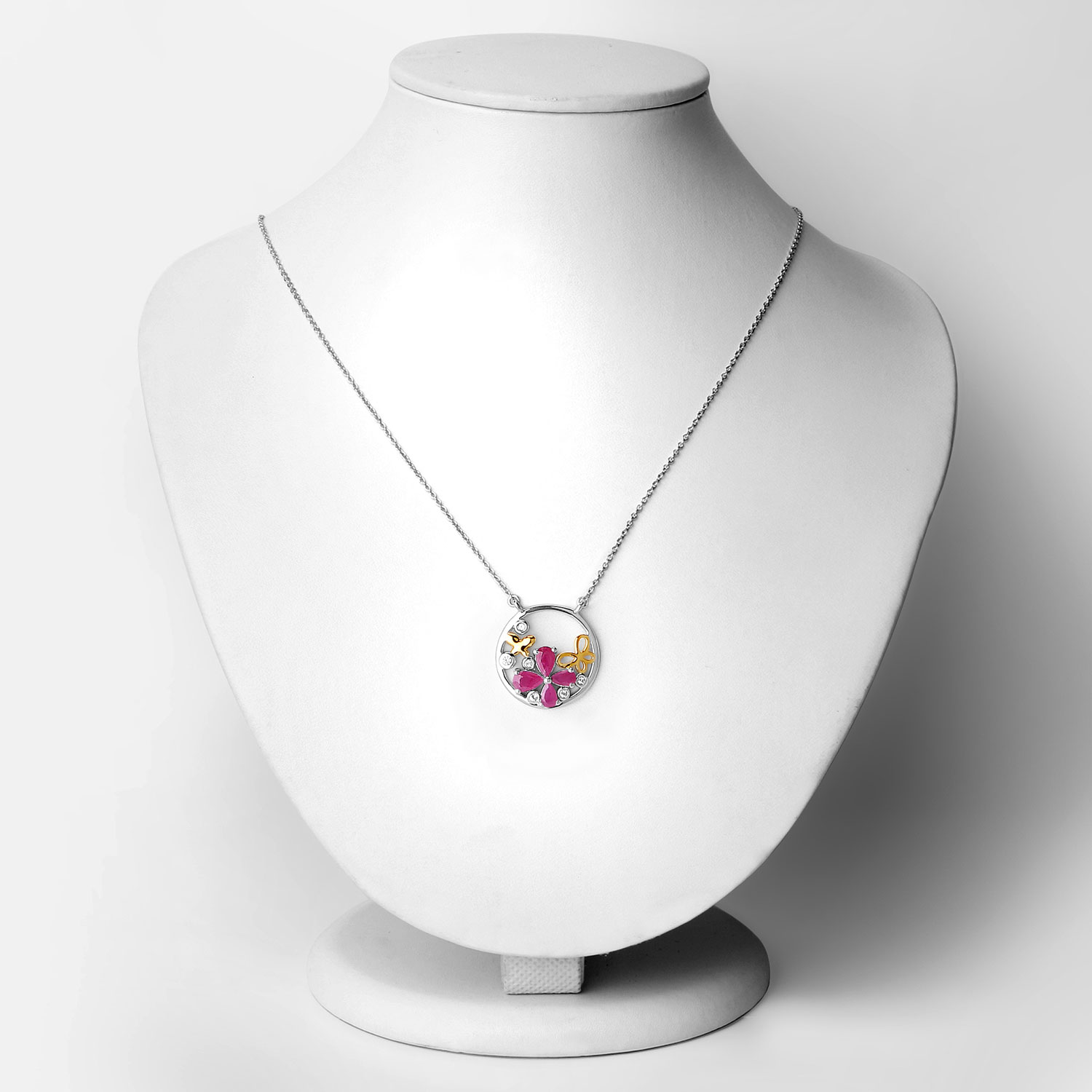 1.47 Carat Genuine Ruby and White Topaz .925 Sterling Silver Pendant 1.47 C.T.W Sterling Silver - view 3