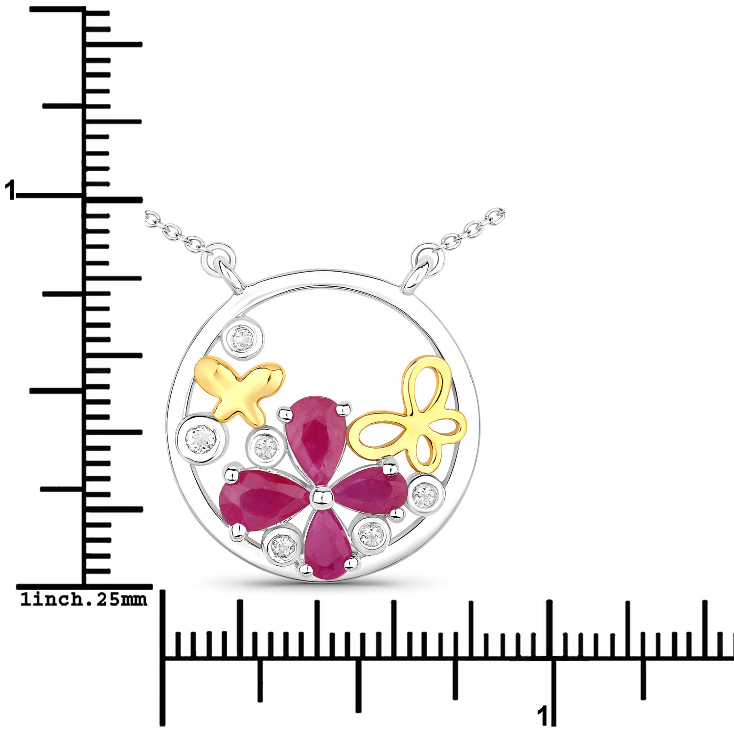 1.47 Carat Genuine Ruby and White Topaz .925 Sterling Silver Pendant 1.47 C.T.W Sterling Silver - view 6