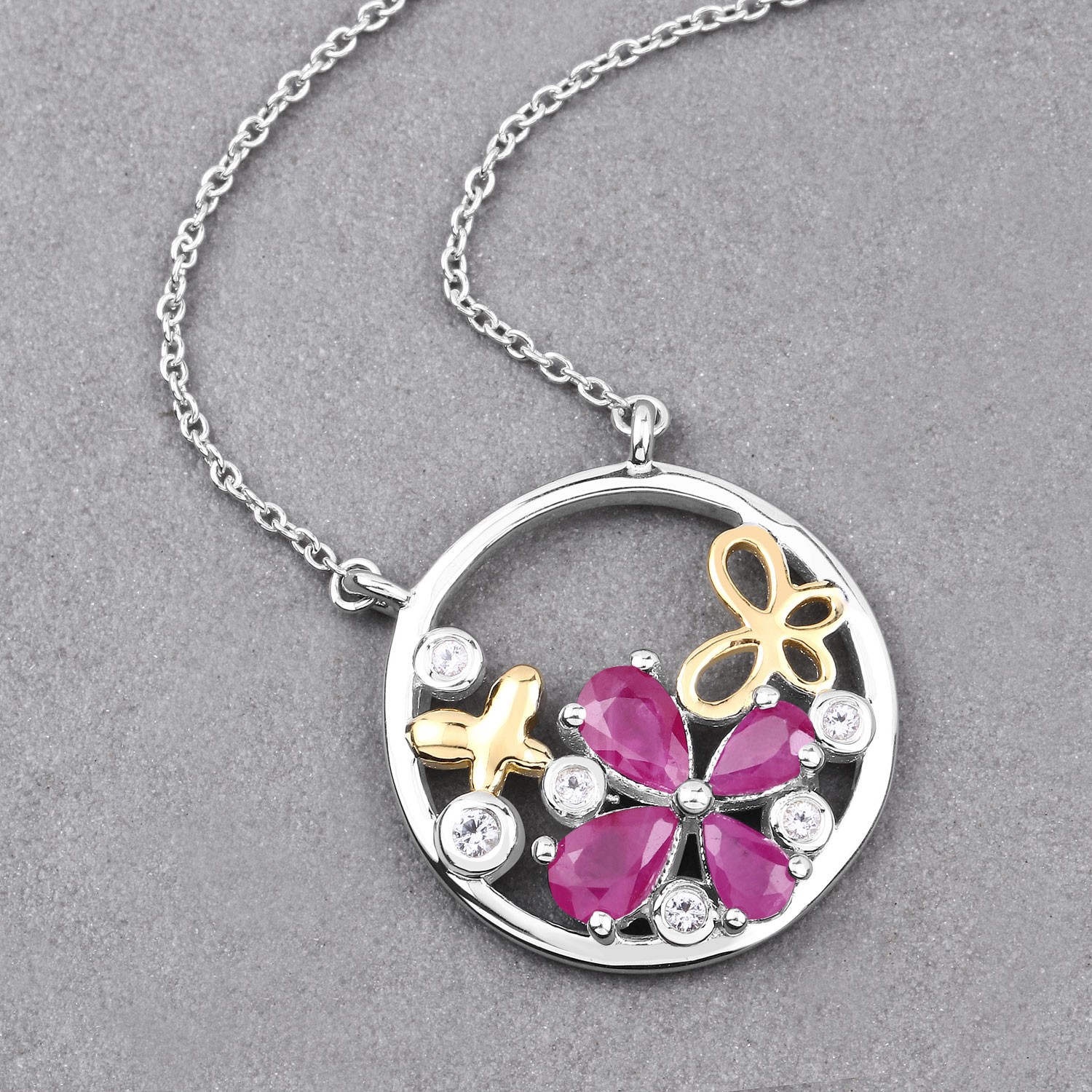 1.47 Carat Genuine Ruby and White Topaz .925 Sterling Silver Pendant 1.47 C.T.W Sterling Silver - view 8