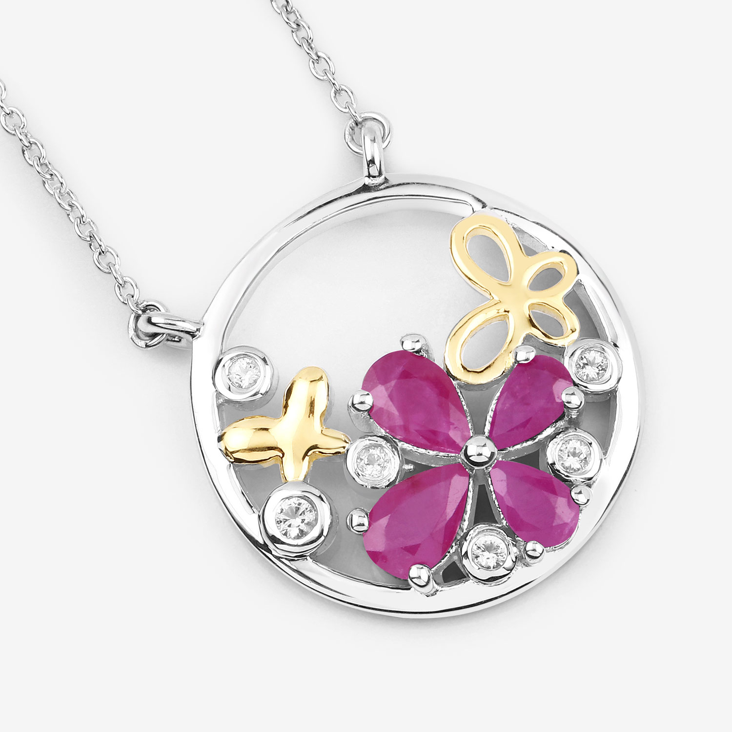 1.47 Carat Genuine Ruby and White Topaz .925 Sterling Silver Pendant 1.47 C.T.W Sterling Silver - view 5