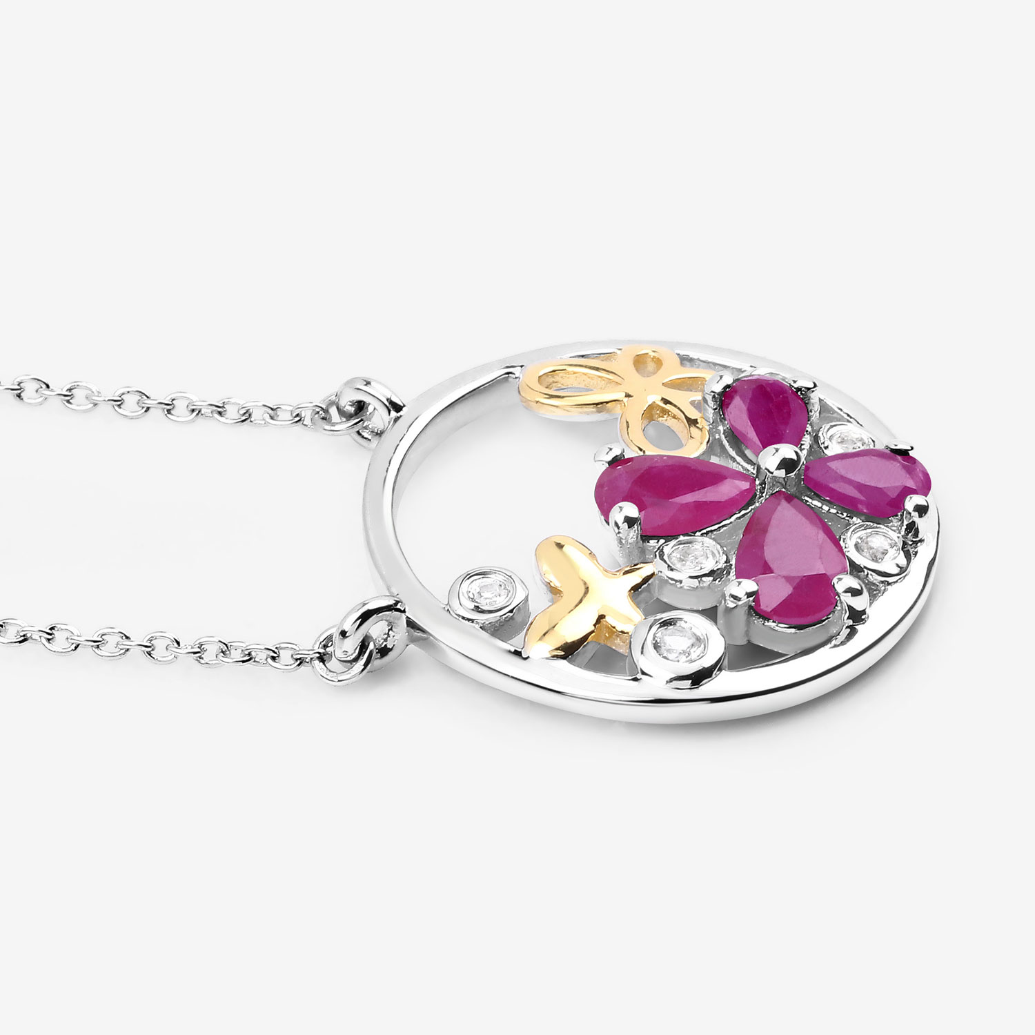 1.47 Carat Genuine Ruby and White Topaz .925 Sterling Silver Pendant 1.47 C.T.W Sterling Silver - view 2