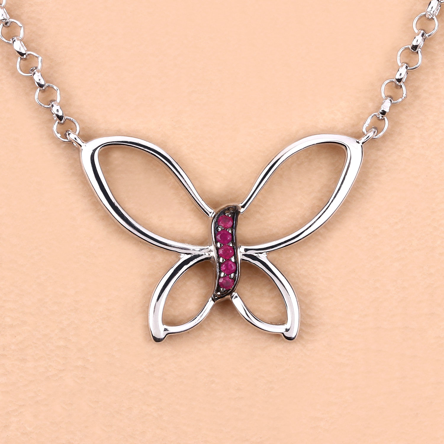 0.10 Carat Genuine Ruby .925 Sterling Silver Pendant 0.10 C.T.W Sterling Silver - view 7