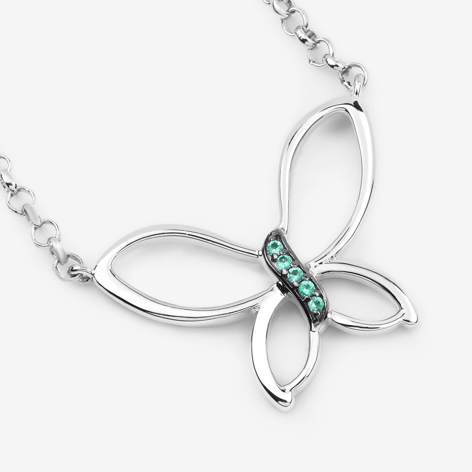 0.08 Carat Genuine Zambian Emerald .925 Sterling Silver Pendant 0.08 C.T.W Sterling Silver - view 8