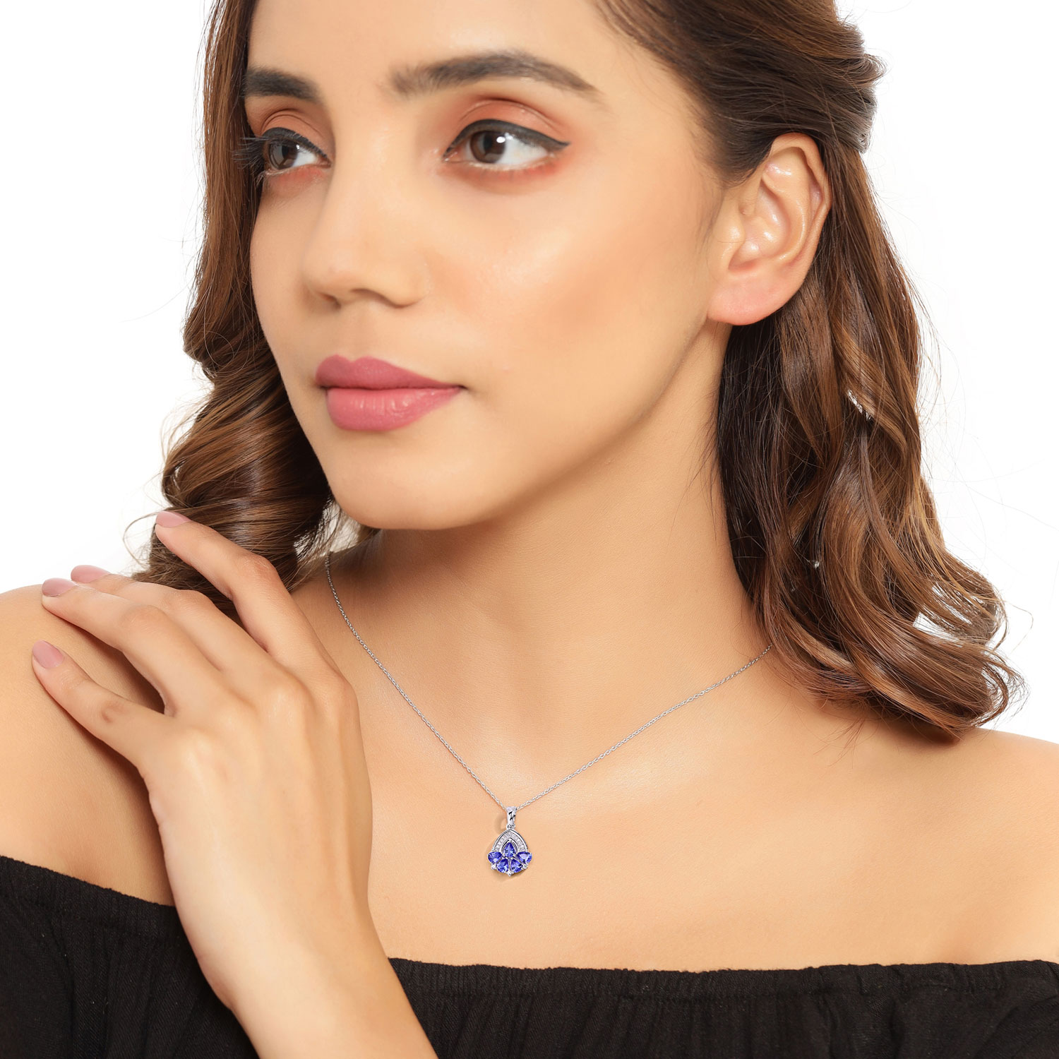 1.52 Carat Genuine Tanzanite and Lab Grown Diamond .925 Sterling Silver Pendant 1.52 C.T.W Sterling Silver - view 3