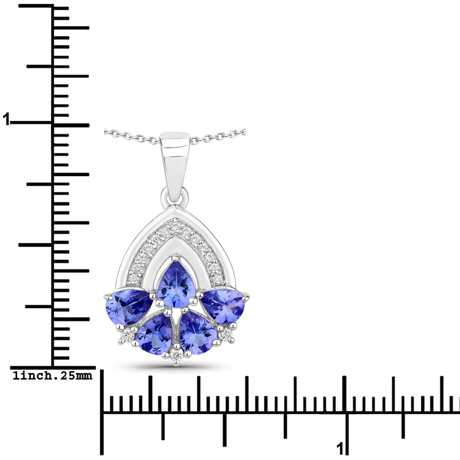 1.52 Carat Genuine Tanzanite and Lab Grown Diamond .925 Sterling Silver Pendant 1.52 C.T.W Sterling Silver - view 4