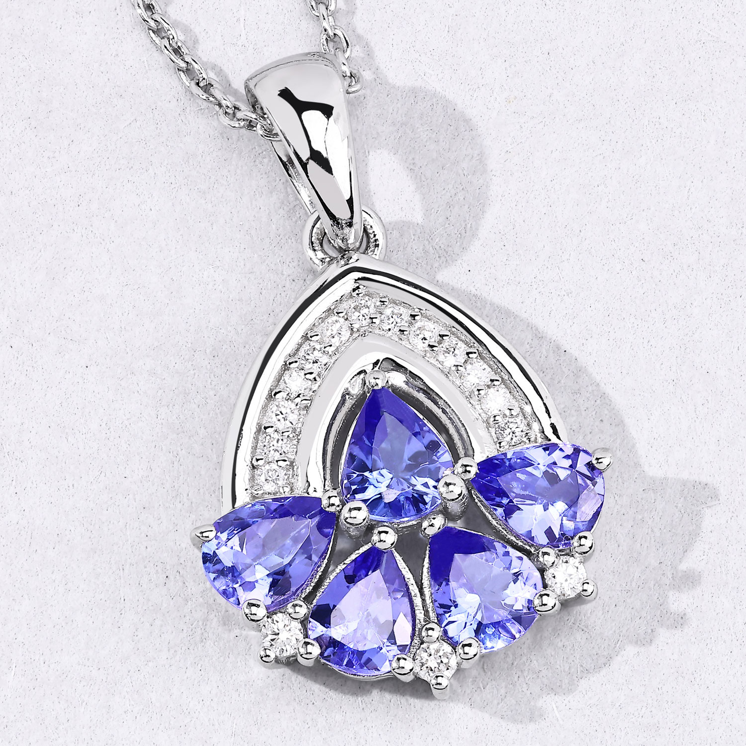 1.52 Carat Genuine Tanzanite and Lab Grown Diamond .925 Sterling Silver Pendant 1.52 C.T.W Sterling Silver - view 7