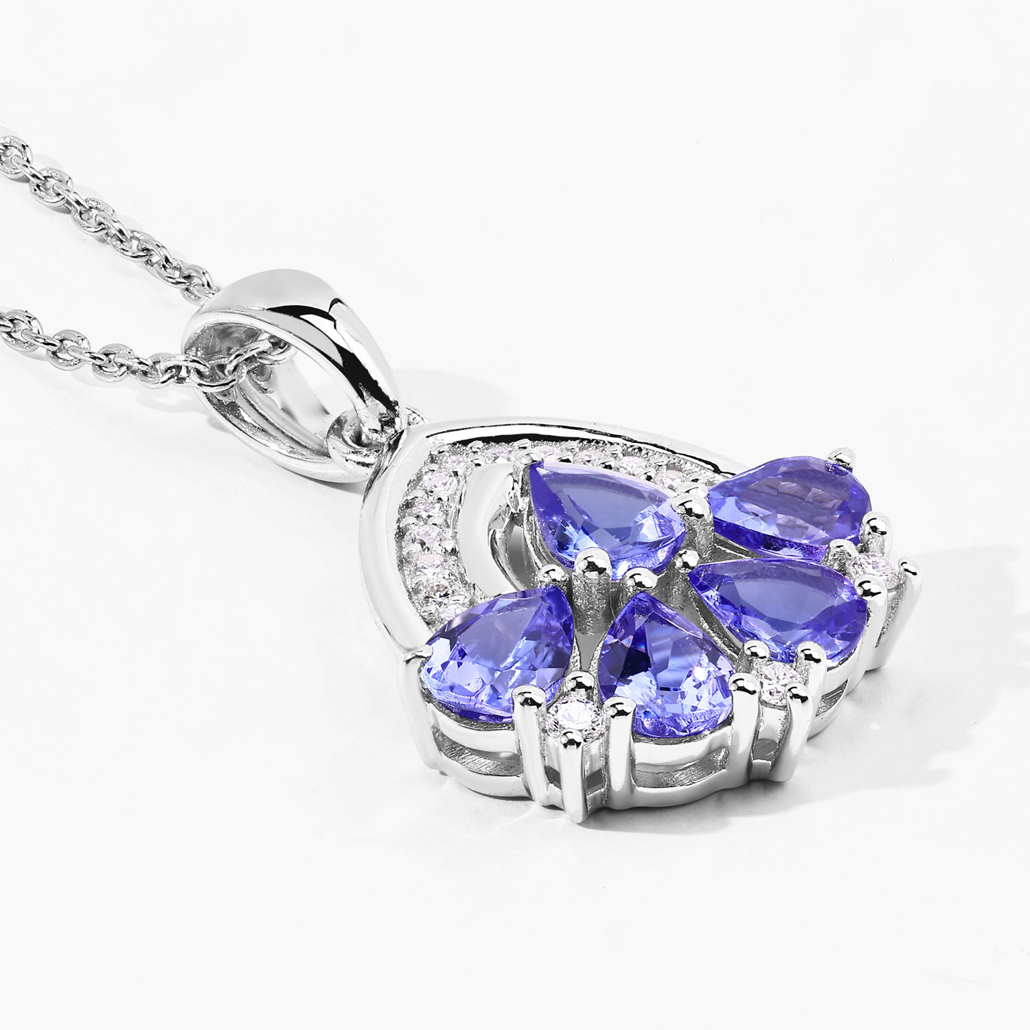 1.52 Carat Genuine Tanzanite and Lab Grown Diamond .925 Sterling Silver Pendant 1.52 C.T.W Sterling Silver - view 5