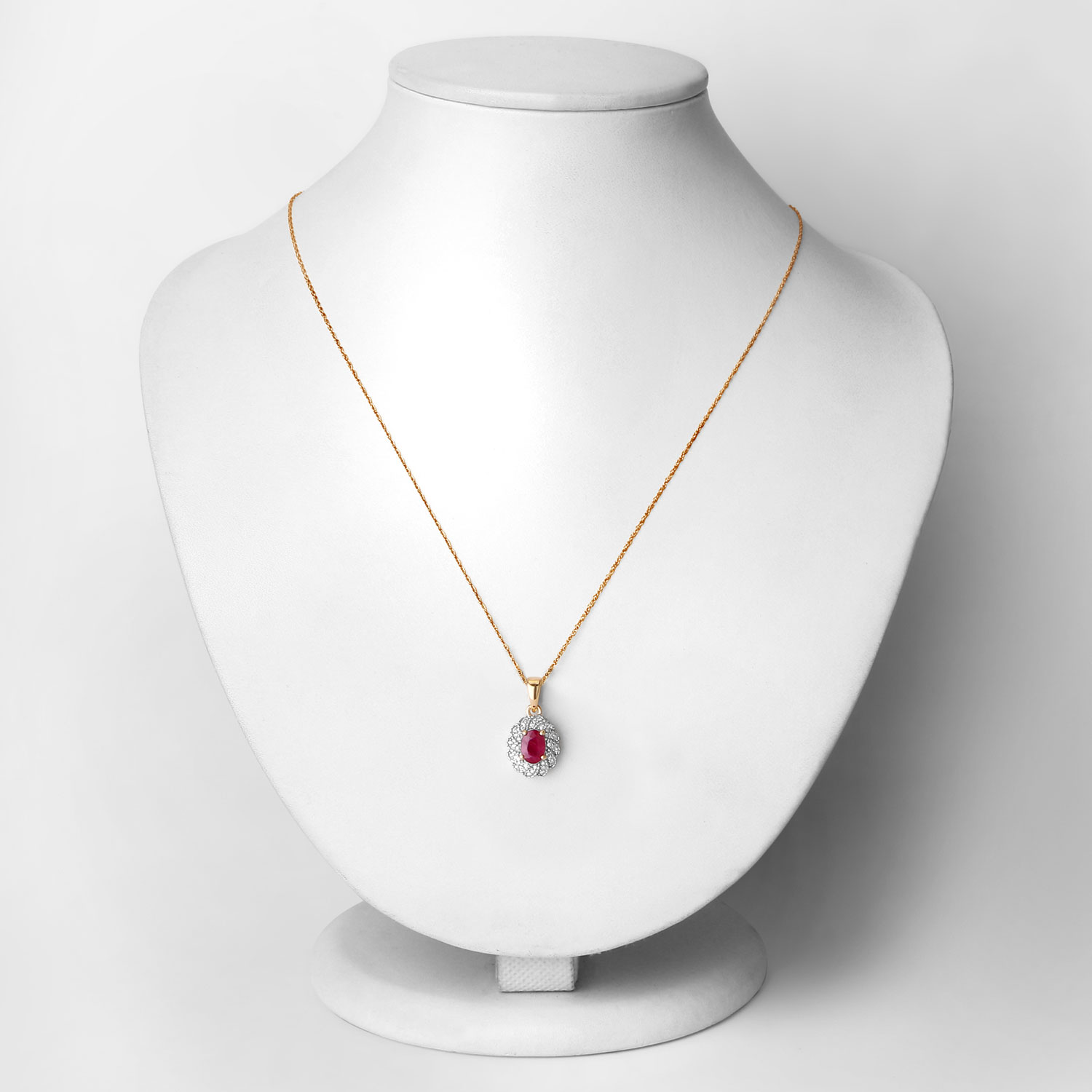0.95 Carat Genuine Ruby and White Diamond 10K Yellow Gold Pendant 0.95 C.T.W 10K yellow or white gold - view 3