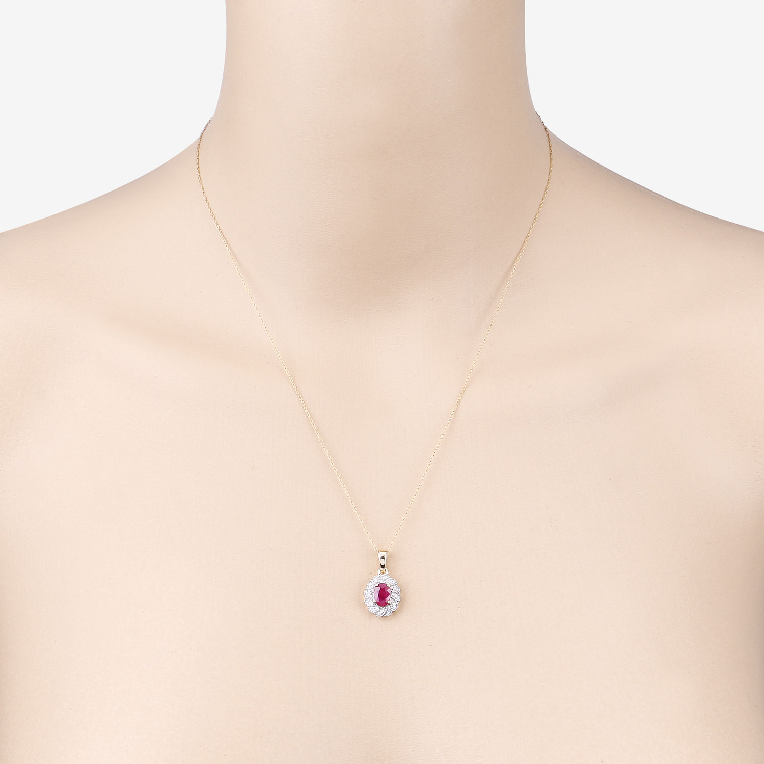 0.95 Carat Genuine Ruby and White Diamond 10K Yellow Gold Pendant 0.95 C.T.W 10K yellow or white gold - view 7