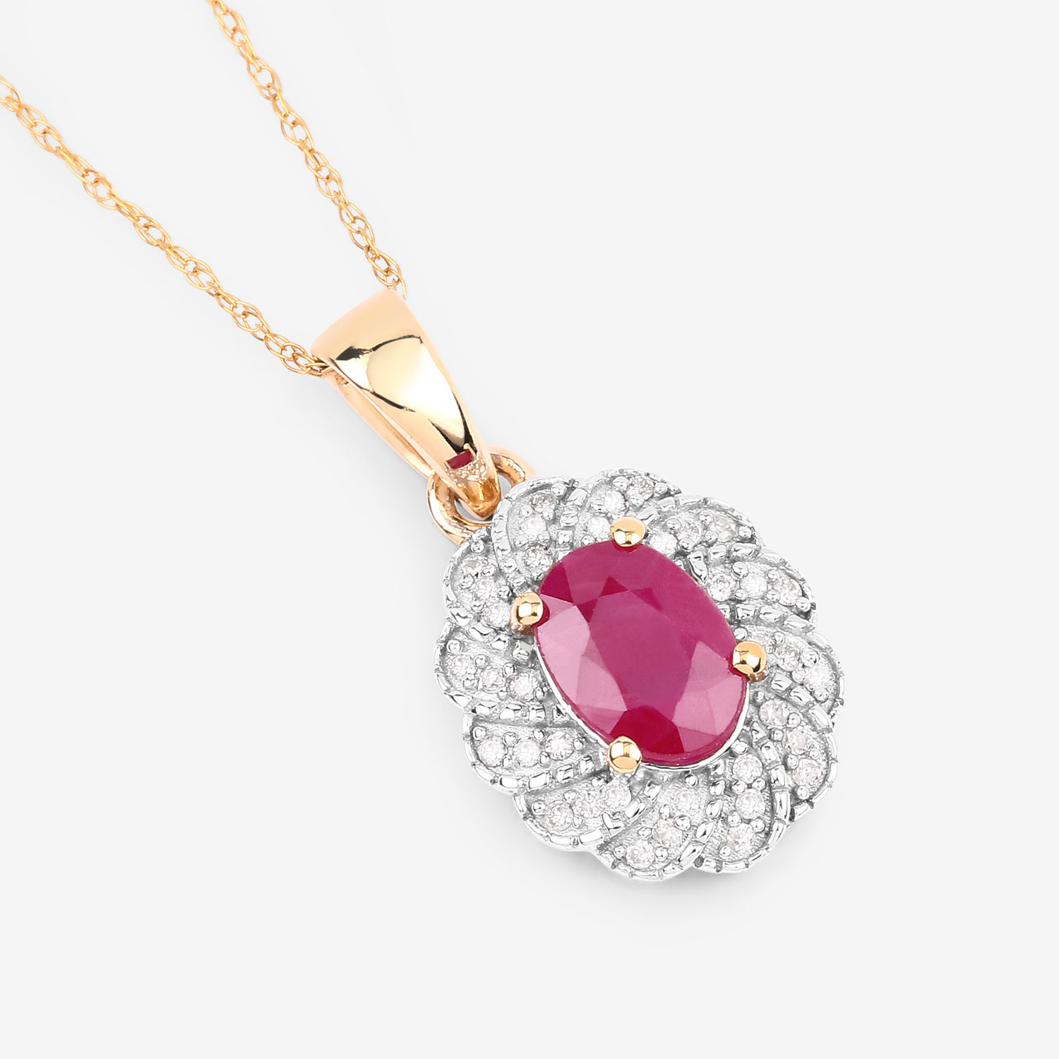 0.95 Carat Genuine Ruby and White Diamond 10K Yellow Gold Pendant 0.95 C.T.W 10K yellow or white gold - view 8