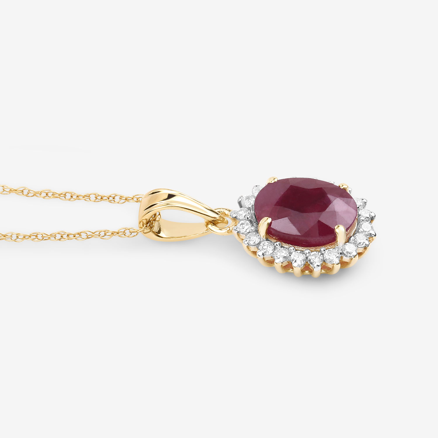 1.60 Carat Genuine Ruby and White Diamond 10K Yellow Gold Pendant 1.60 C.T.W 10K yellow or white gold - view 3