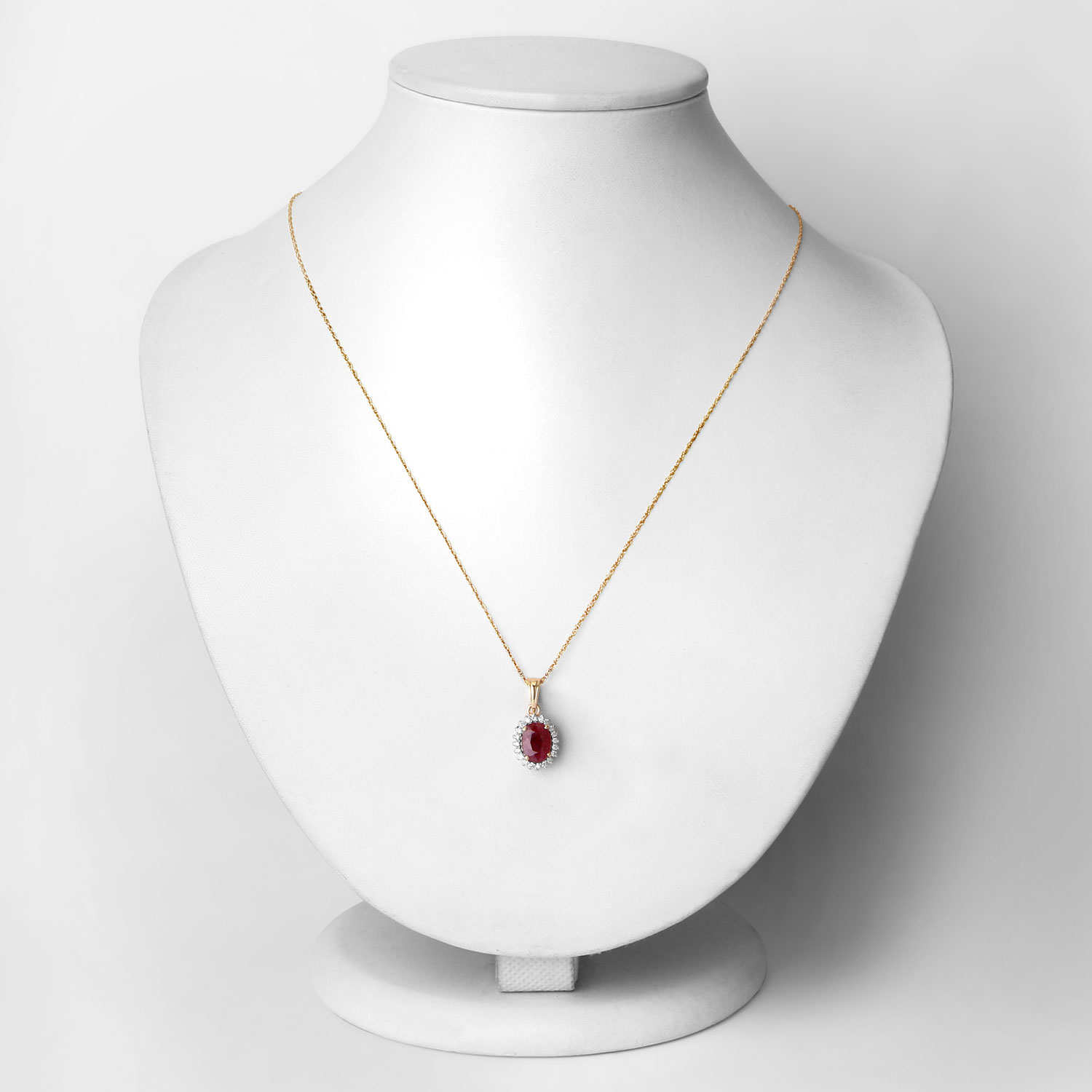1.60 Carat Genuine Ruby and White Diamond 10K Yellow Gold Pendant 1.60 C.T.W 10K yellow or white gold - view 2