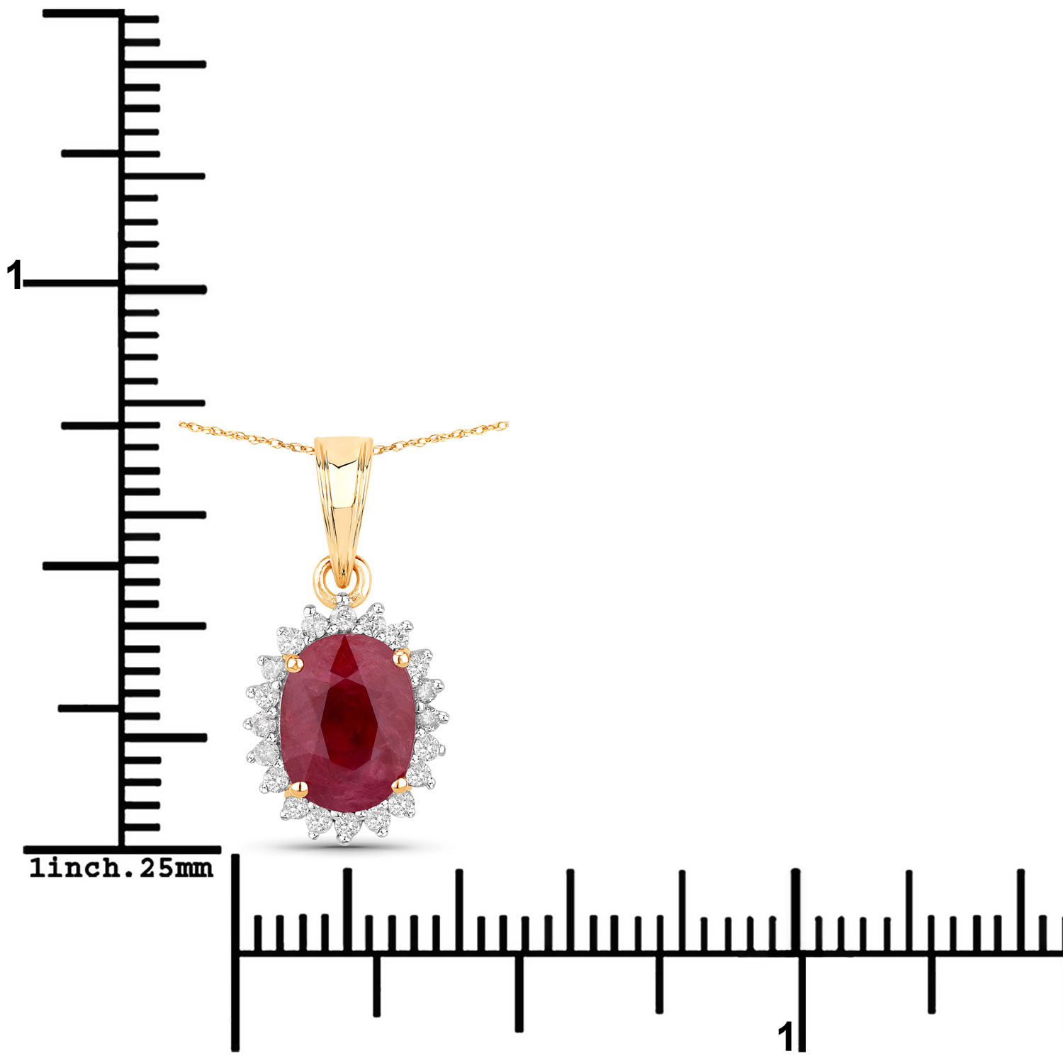 1.60 Carat Genuine Ruby and White Diamond 10K Yellow Gold Pendant 1.60 C.T.W 10K yellow or white gold - view 4