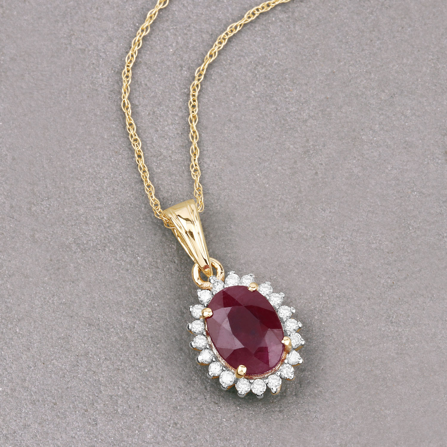 1.60 Carat Genuine Ruby and White Diamond 10K Yellow Gold Pendant 1.60 C.T.W 10K yellow or white gold - view 8