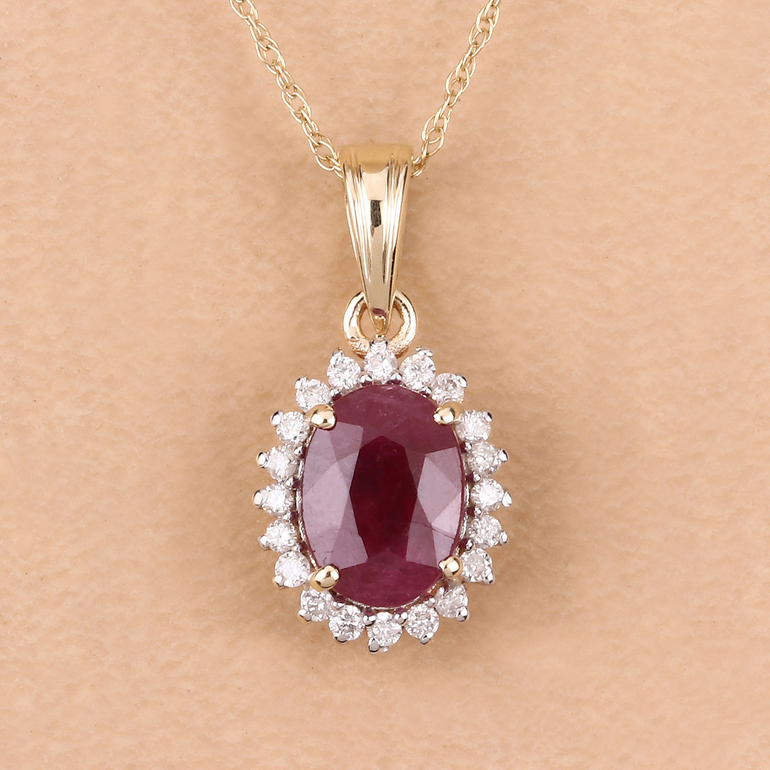 1.60 Carat Genuine Ruby and White Diamond 10K Yellow Gold Pendant 1.60 C.T.W 10K yellow or white gold - view 7
