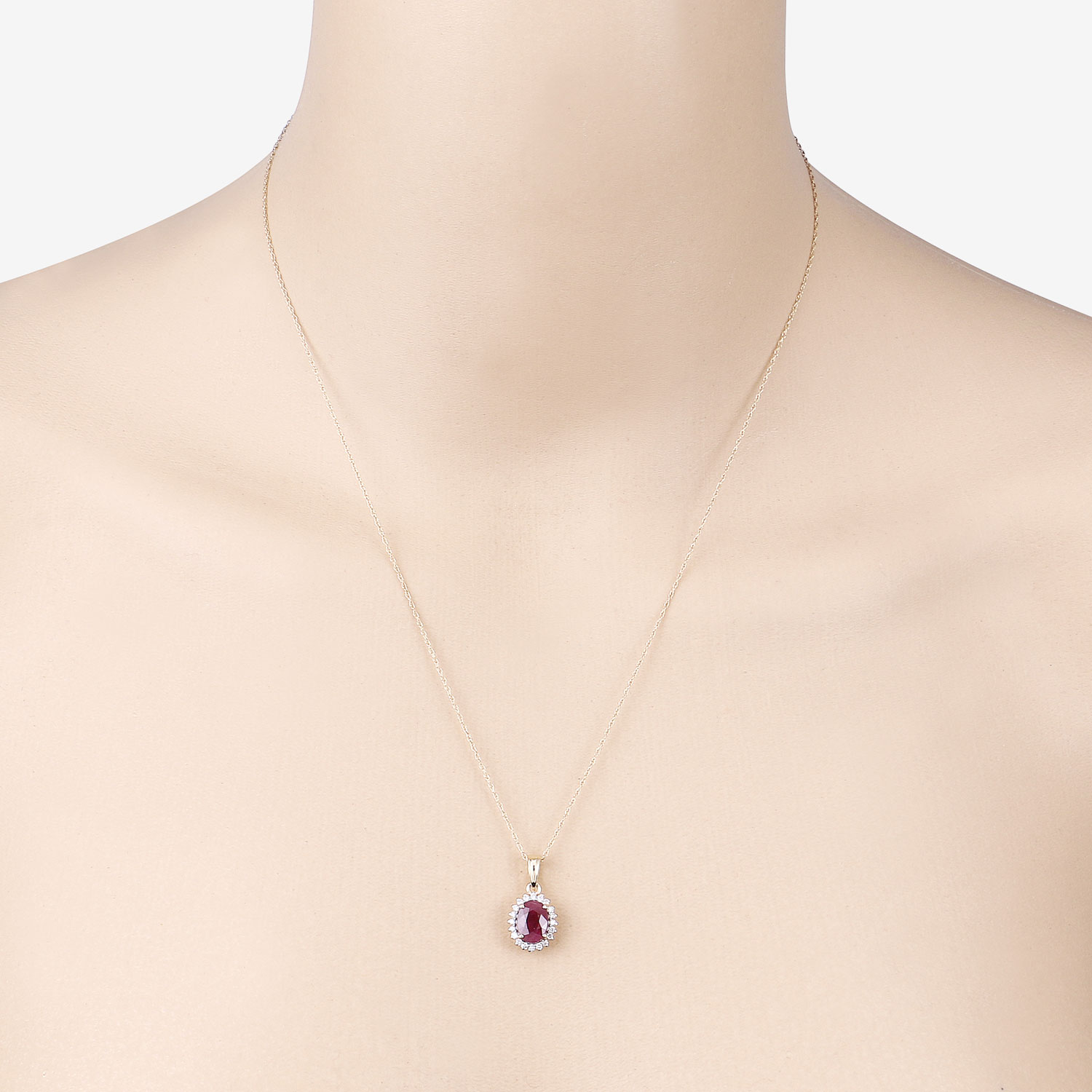 1.60 Carat Genuine Ruby and White Diamond 10K Yellow Gold Pendant 1.60 C.T.W 10K yellow or white gold - view 6