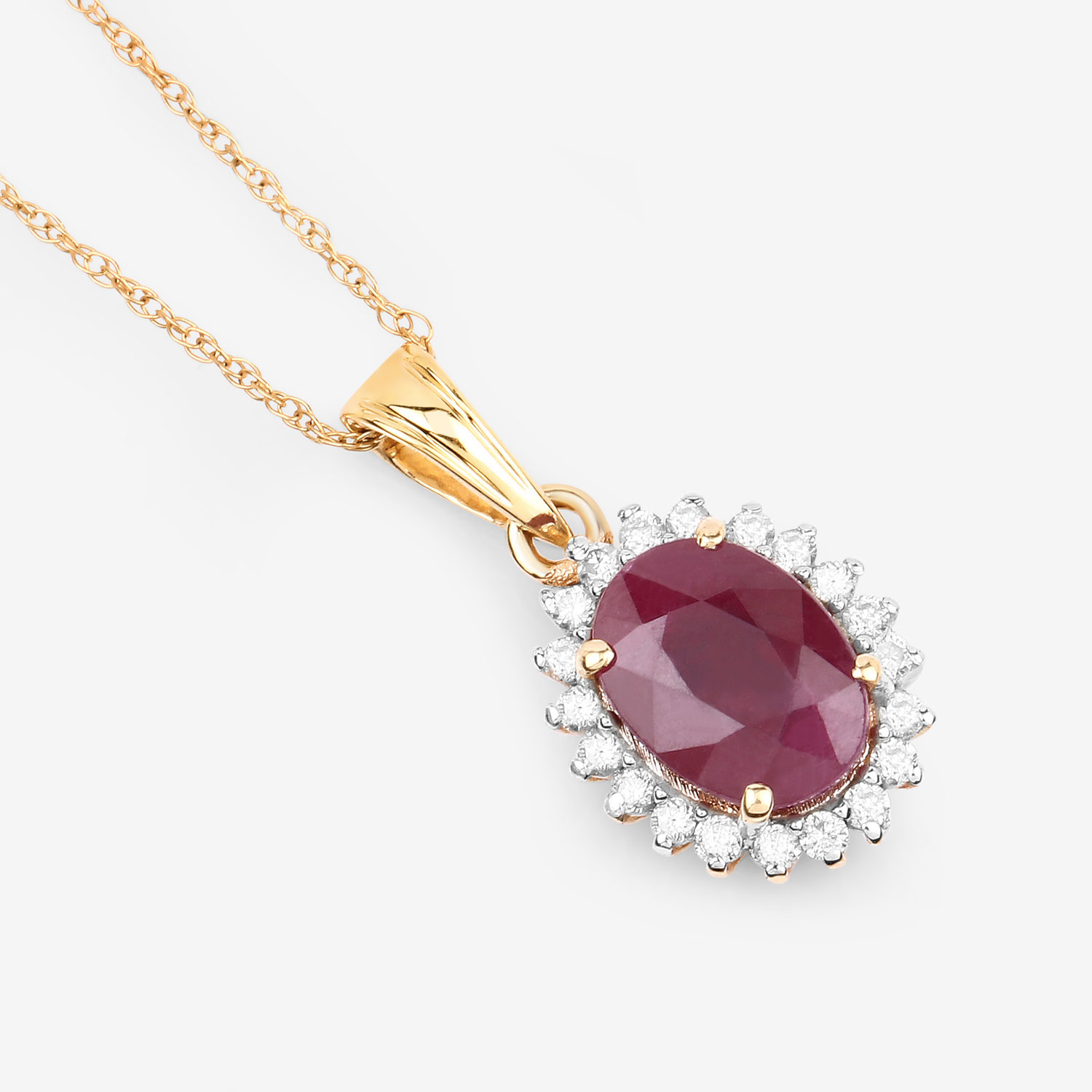 1.60 Carat Genuine Ruby and White Diamond 10K Yellow Gold Pendant 1.60 C.T.W 10K yellow or white gold - view 5