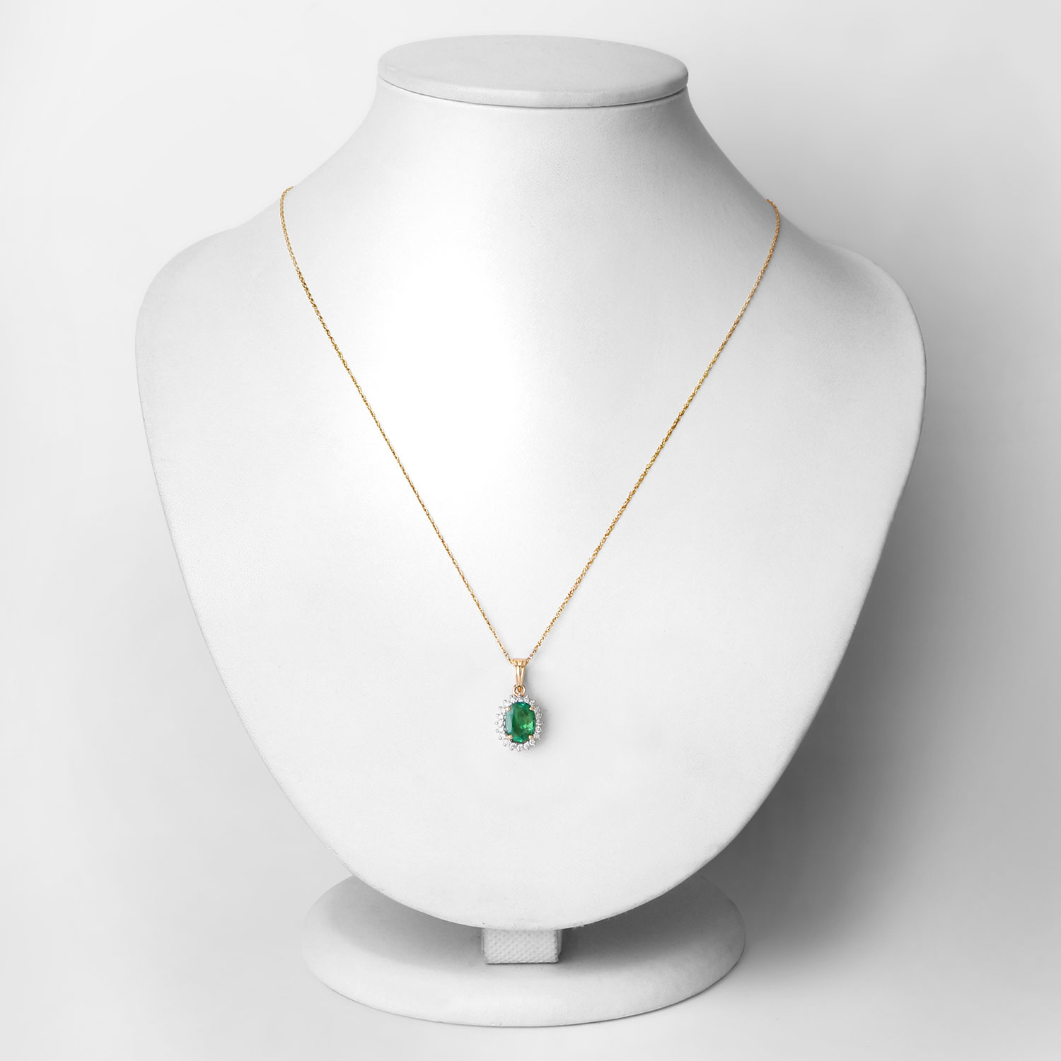 1.36 Carat Genuine Zambian Emerald and White Diamond 10K Yellow Gold Pendant 1.36 C.T.W 10K yellow or white gold - view 3