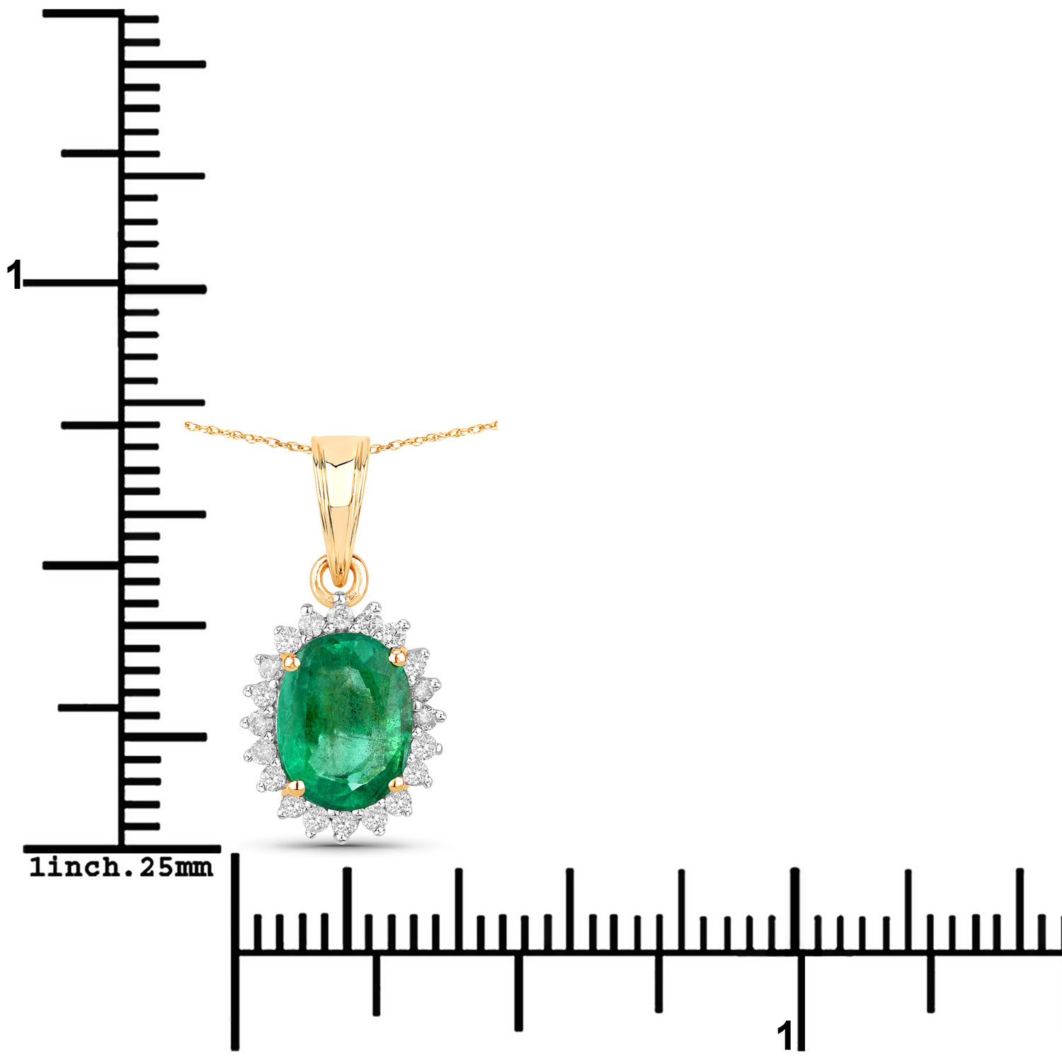 1.36 Carat Genuine Zambian Emerald and White Diamond 10K Yellow Gold Pendant 1.36 C.T.W 10K yellow or white gold - view 4