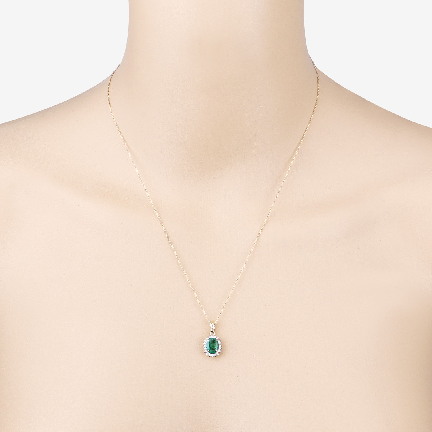 1.36 Carat Genuine Zambian Emerald and White Diamond 10K Yellow Gold Pendant 1.36 C.T.W 10K yellow or white gold - view 7