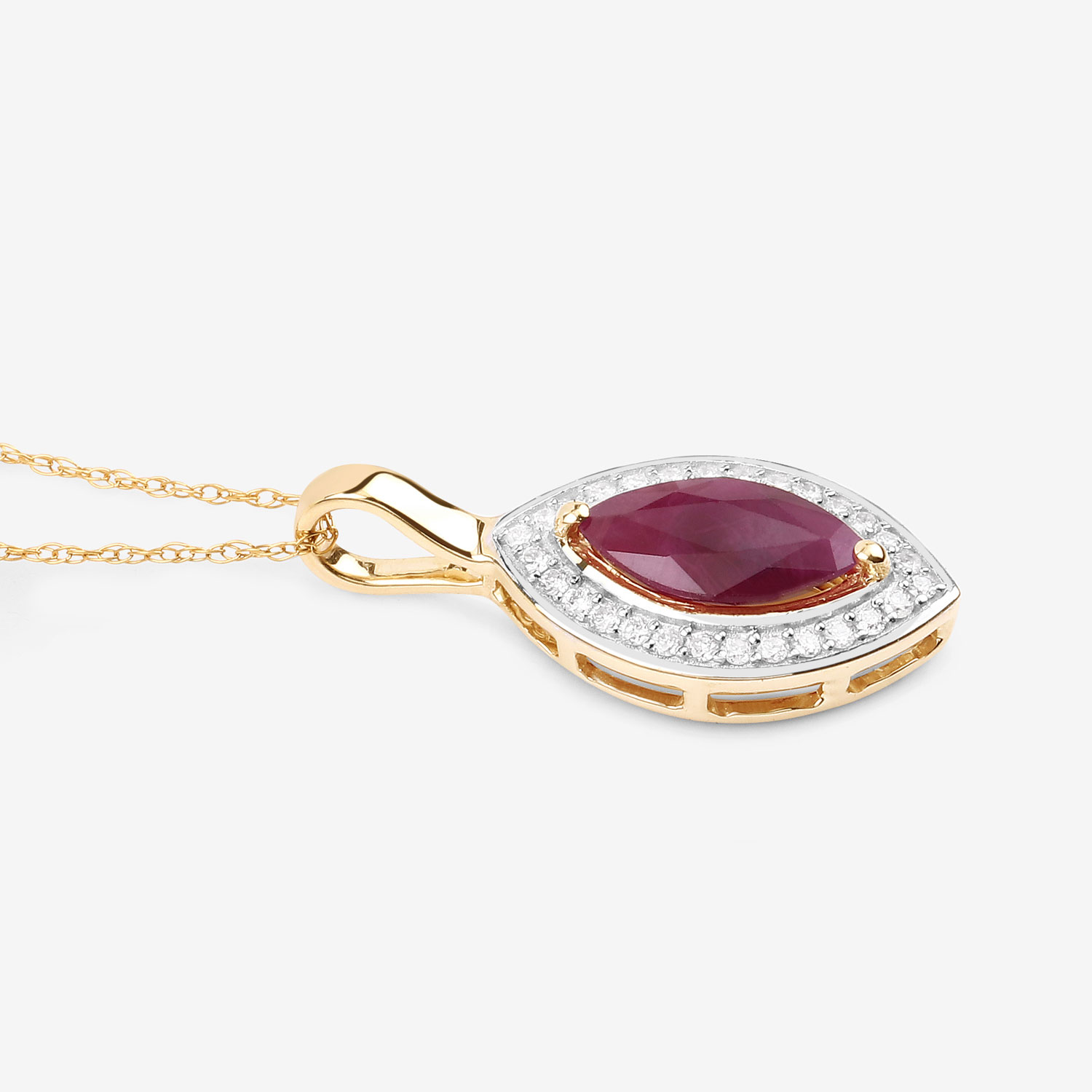 1.52 Carat Genuine Ruby and White Diamond 10K Yellow Gold Pendant 1.52 C.T.W 10K yellow or white gold - view 2