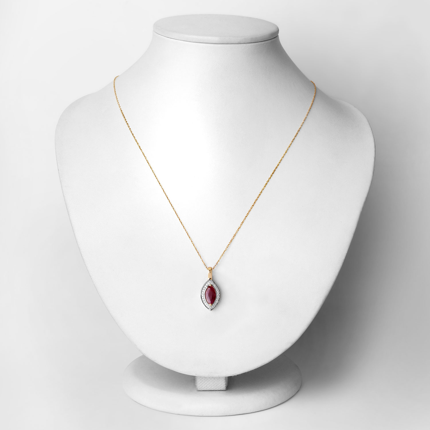 1.52 Carat Genuine Ruby and White Diamond 10K Yellow Gold Pendant 1.52 C.T.W 10K yellow or white gold - view 3