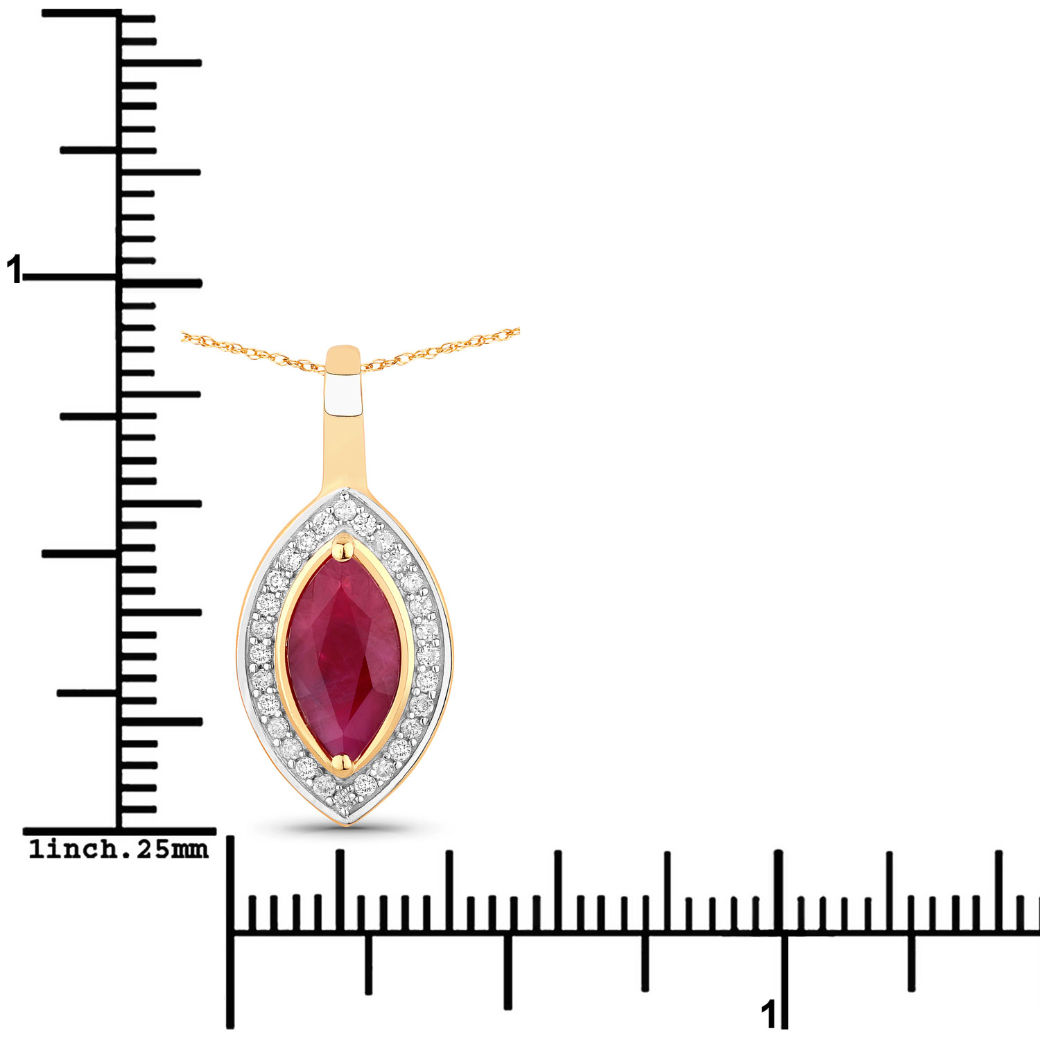 1.52 Carat Genuine Ruby and White Diamond 10K Yellow Gold Pendant 1.52 C.T.W 10K yellow or white gold - view 4
