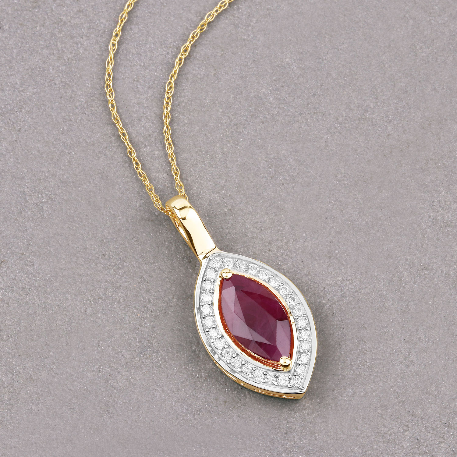 1.52 Carat Genuine Ruby and White Diamond 10K Yellow Gold Pendant 1.52 C.T.W 10K yellow or white gold - view 5