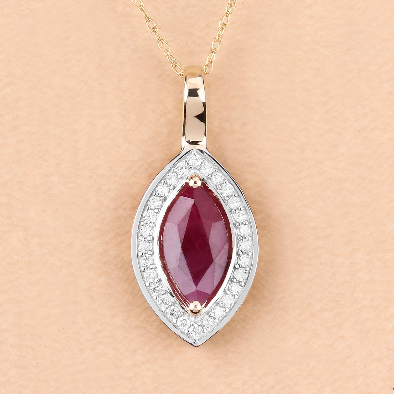 1.52 Carat Genuine Ruby and White Diamond 10K Yellow Gold Pendant 1.52 C.T.W 10K yellow or white gold - view 6