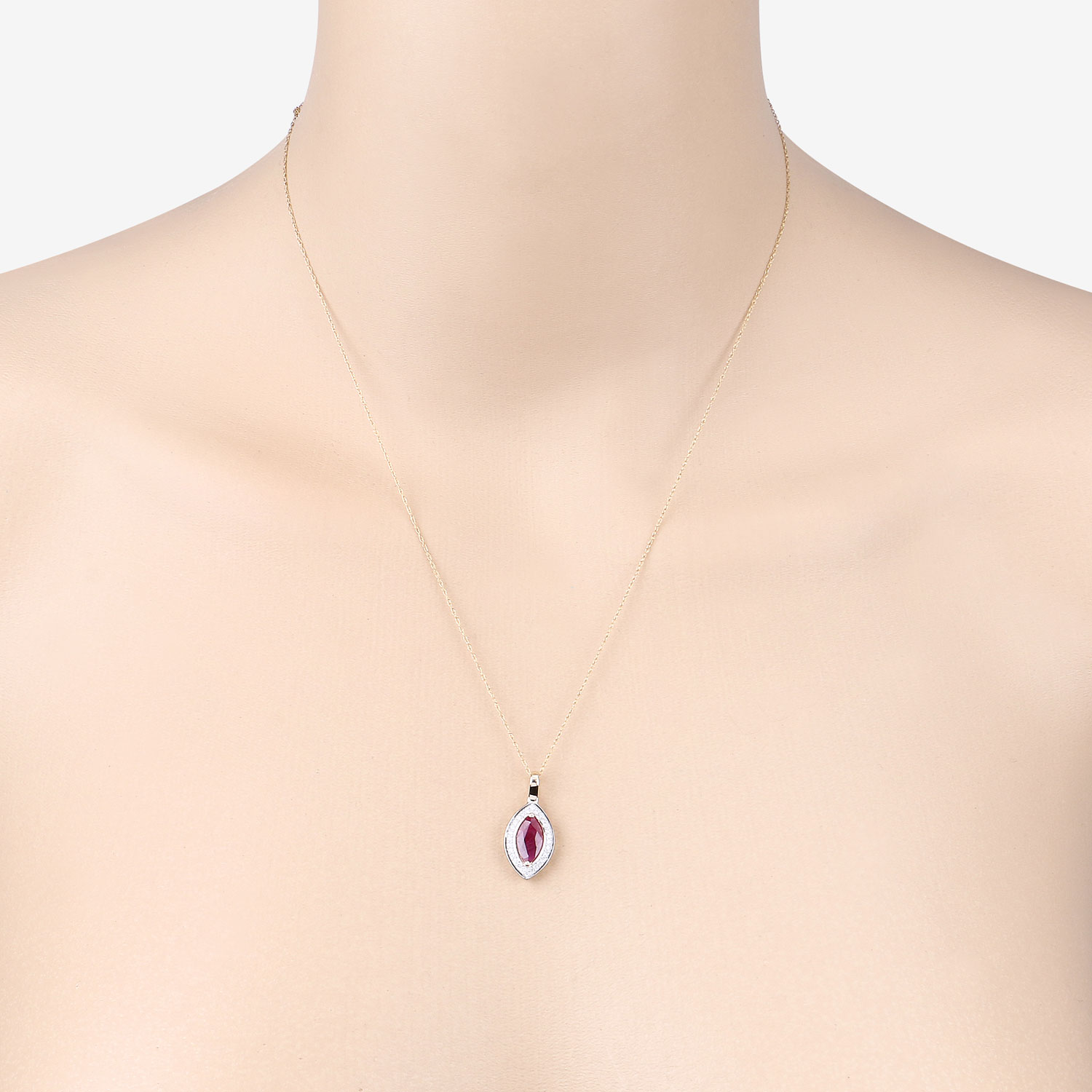 1.52 Carat Genuine Ruby and White Diamond 10K Yellow Gold Pendant 1.52 C.T.W 10K yellow or white gold - view 7